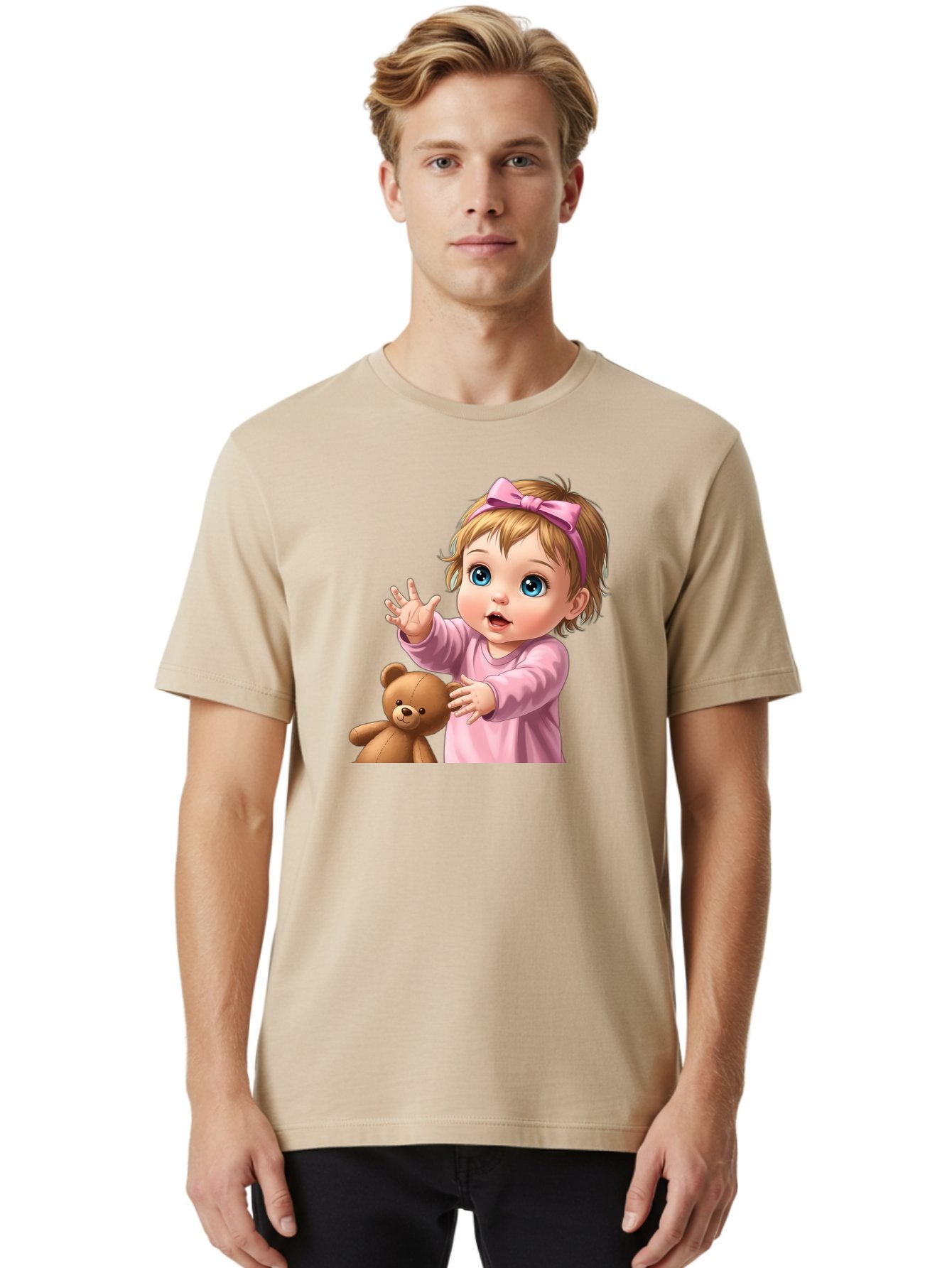 Baby-Girl-With-Teddy-3 Men'S Graphic Tee, 100% Cotton, Comfortable Casual Summer Wear, Machine Washable, Vintage Camera, Old Camera, Antique Camera, Black Camera, Classic Photography, Photography Equipment, Nostalgic Device, Film Camera, Bak010 29