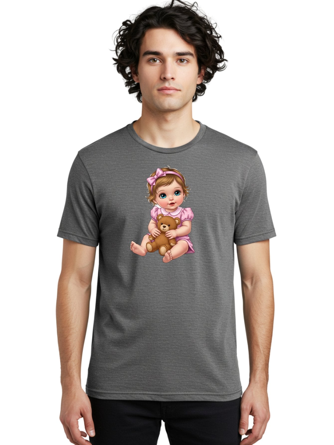 Baby-Girl-With-Teddy-Bear-1 Men'S Graphic Tee, 100% Cotton, Comfortable Casual Summer Wear, Machine Washable, Vintage Camera, Old Camera, Antique Camera, Black Camera, Classic Photography, Photography Equipment, Nostalgic Device, Film Camera, Bak011 21