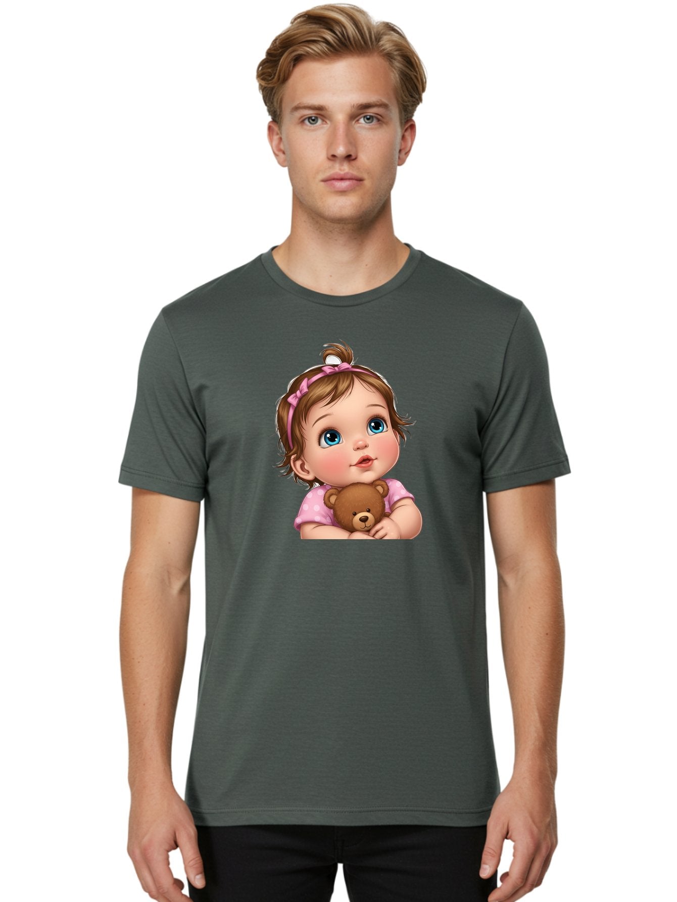 Baby-Girl-With-Teddy-Bear-2 Men'S Graphic Tee, 100% Cotton, Comfortable Casual Summer Wear, Machine Washable, Vintage Camera, Old Camera, Antique Camera, Black Camera, Classic Photography, Photography Equipment, Nostalgic Device, Film Camera, Bak012 17