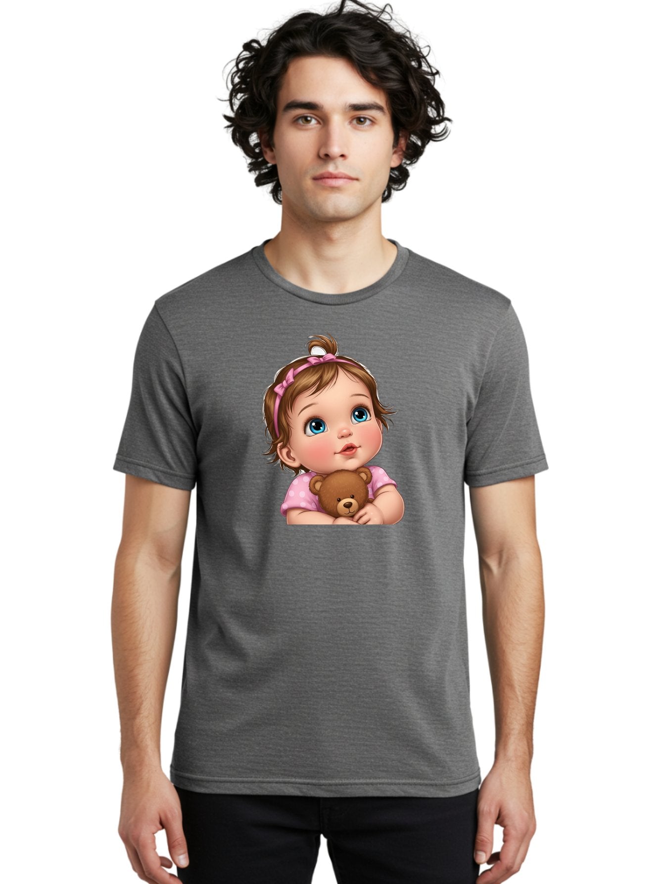 Baby-Girl-With-Teddy-Bear-2 Men'S Graphic Tee, 100% Cotton, Comfortable Casual Summer Wear, Machine Washable, Vintage Camera, Old Camera, Antique Camera, Black Camera, Classic Photography, Photography Equipment, Nostalgic Device, Film Camera, Bak012 25