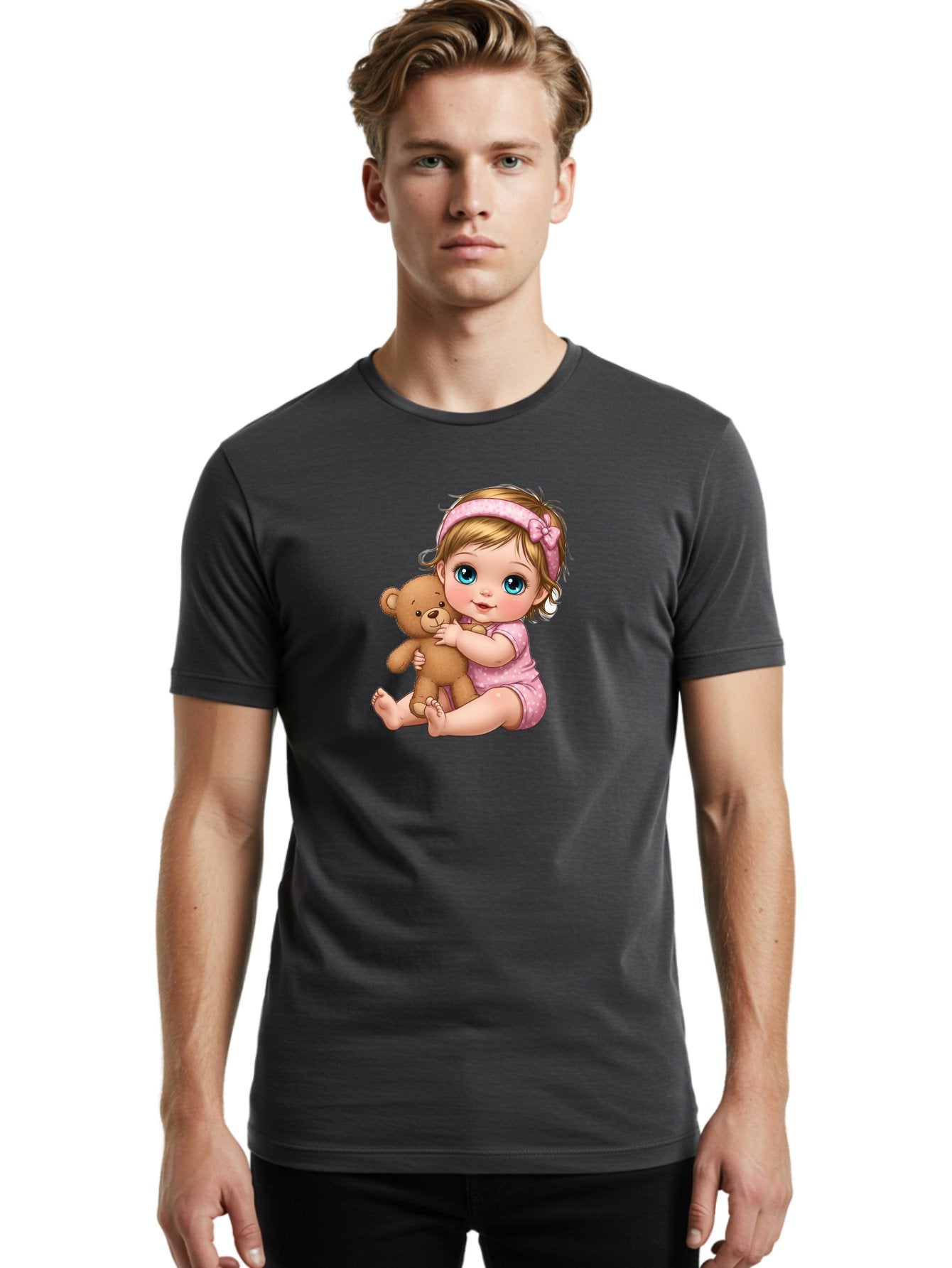 Baby-Girl-With-Teddy-Bear Men'S Graphic Tee, 100% Cotton, Comfortable Casual Summer Wear, Machine Washable, Vintage Camera, Old Camera, Antique Camera, Black Camera, Classic Photography, Photography Equipment, Nostalgic Device, Film Camera, Bak013 17