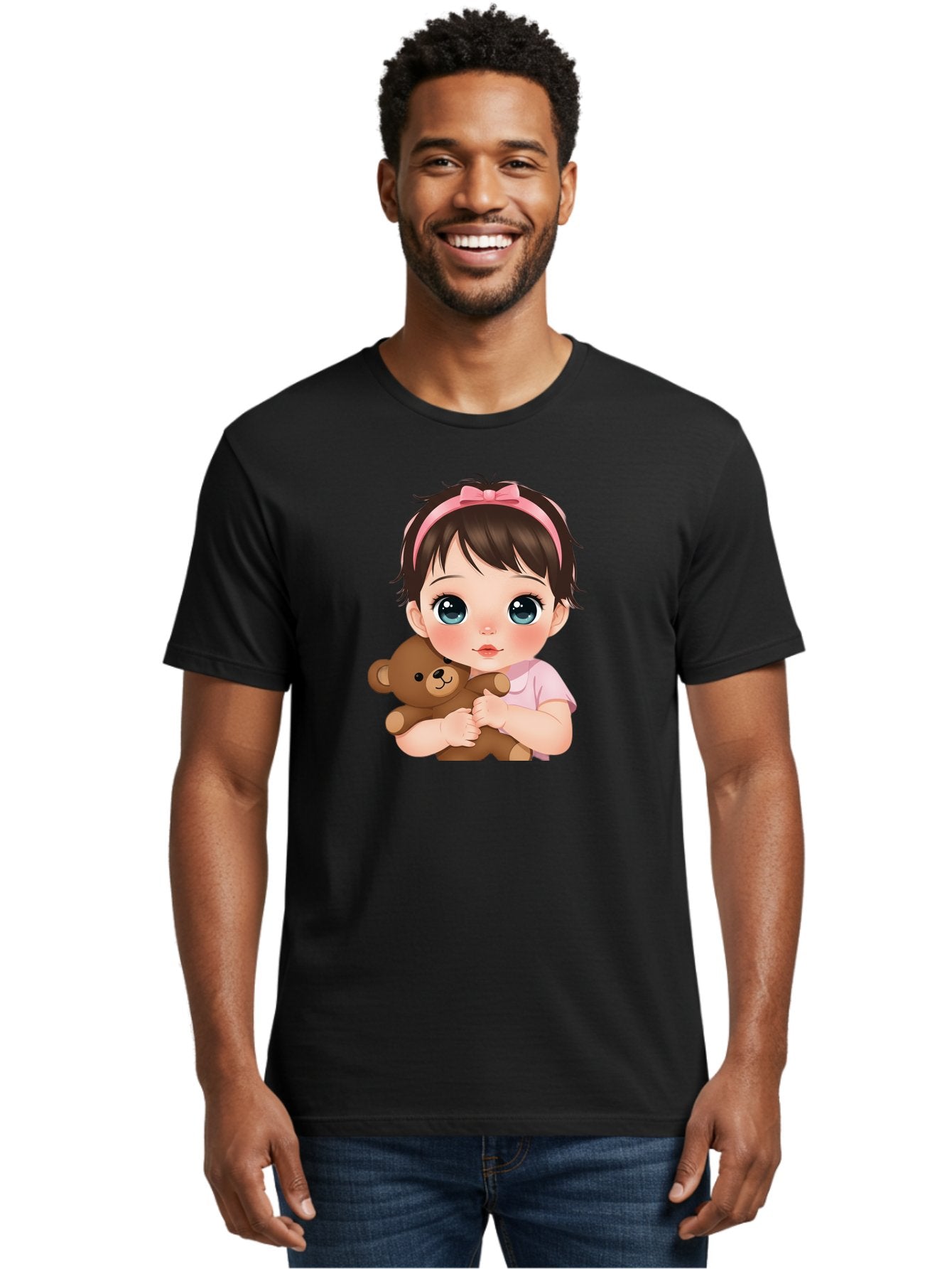 Baby-Girl-With-Teddy Men'S Graphic Tee, 100% Cotton, Comfortable Casual Summer Wear, Machine Washable, Vintage Camera, Old Camera, Antique Camera, Black Camera, Classic Photography, Photography Equipment, Nostalgic Device, Film Camera, Bak014 25