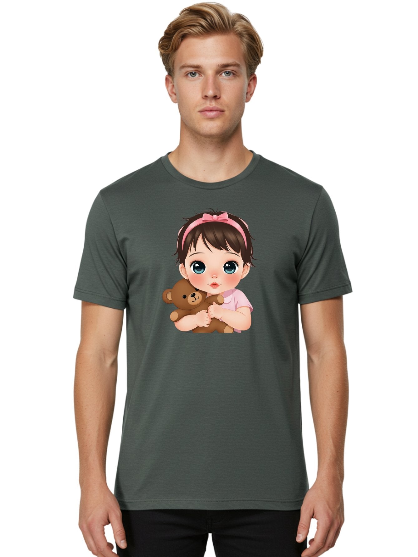 Baby-Girl-With-Teddy Men'S Graphic Tee, 100% Cotton, Comfortable Casual Summer Wear, Machine Washable, Vintage Camera, Old Camera, Antique Camera, Black Camera, Classic Photography, Photography Equipment, Nostalgic Device, Film Camera, Bak014 23
