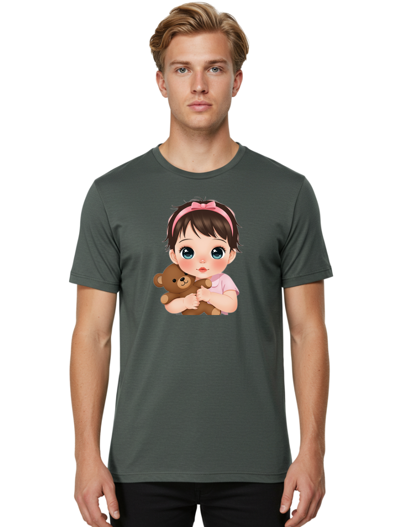 Baby-Girl-With-Teddy Men'S Graphic Tee, 100% Cotton, Comfortable Casual Summer Wear, Machine Washable, Vintage Camera, Old Camera, Antique Camera, Black Camera, Classic Photography, Photography Equipment, Nostalgic Device, Film Camera, Bak014 23