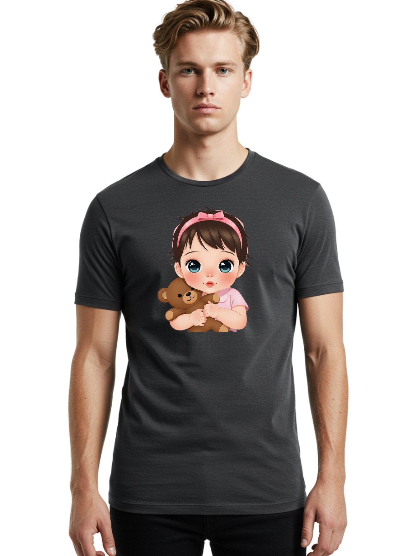 Baby-Girl-With-Teddy Men'S Graphic Tee, 100% Cotton, Comfortable Casual Summer Wear, Machine Washable, Vintage Camera, Old Camera, Antique Camera, Black Camera, Classic Photography, Photography Equipment, Nostalgic Device, Film Camera, Bak014 18
