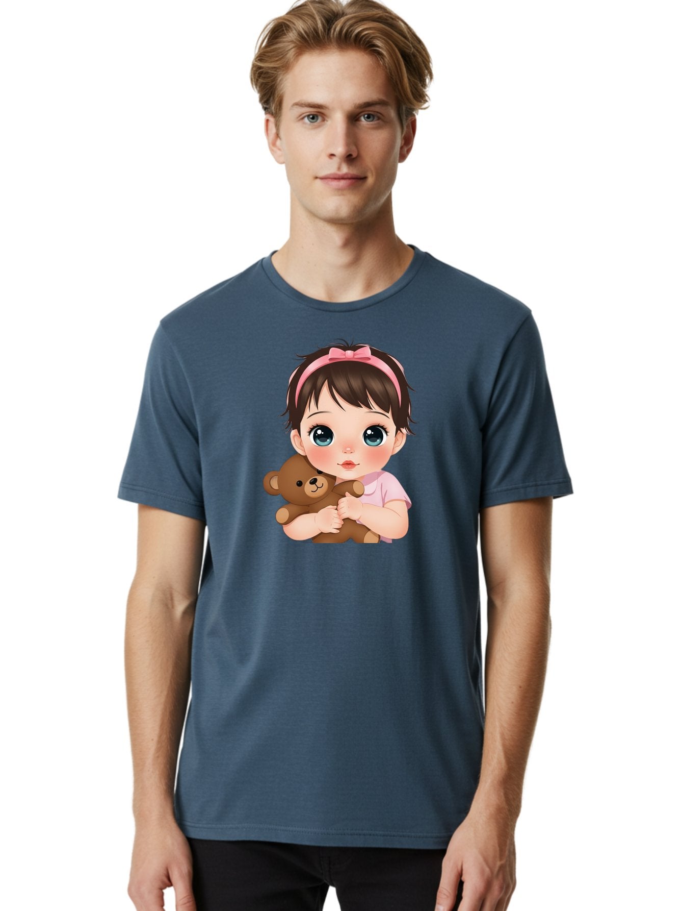 Baby-Girl-With-Teddy Men'S Graphic Tee, 100% Cotton, Comfortable Casual Summer Wear, Machine Washable, Vintage Camera, Old Camera, Antique Camera, Black Camera, Classic Photography, Photography Equipment, Nostalgic Device, Film Camera, Bak014 20