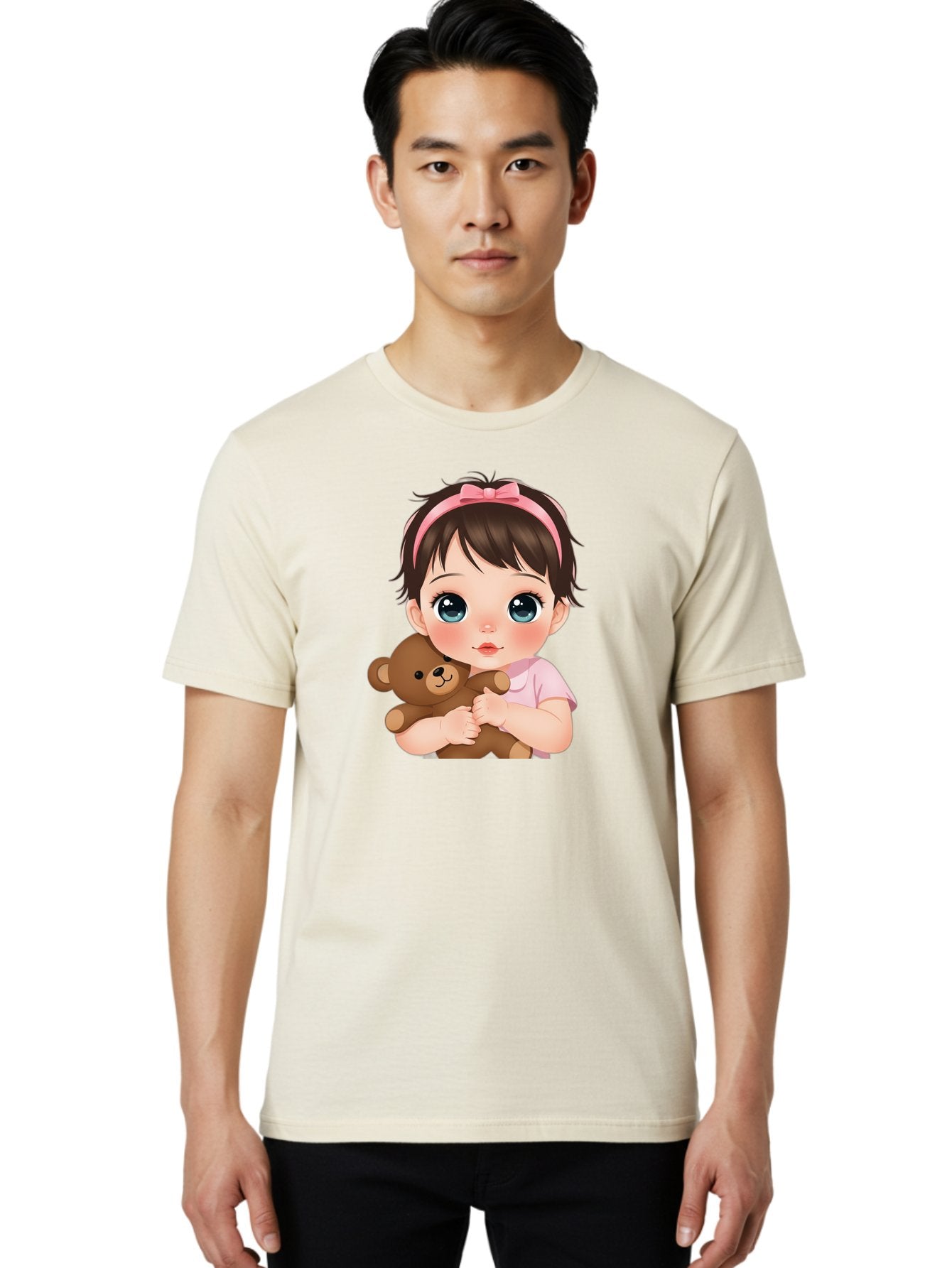 Baby-Girl-With-Teddy Men'S Graphic Tee, 100% Cotton, Comfortable Casual Summer Wear, Machine Washable, Vintage Camera, Old Camera, Antique Camera, Black Camera, Classic Photography, Photography Equipment, Nostalgic Device, Film Camera, Bak014 17