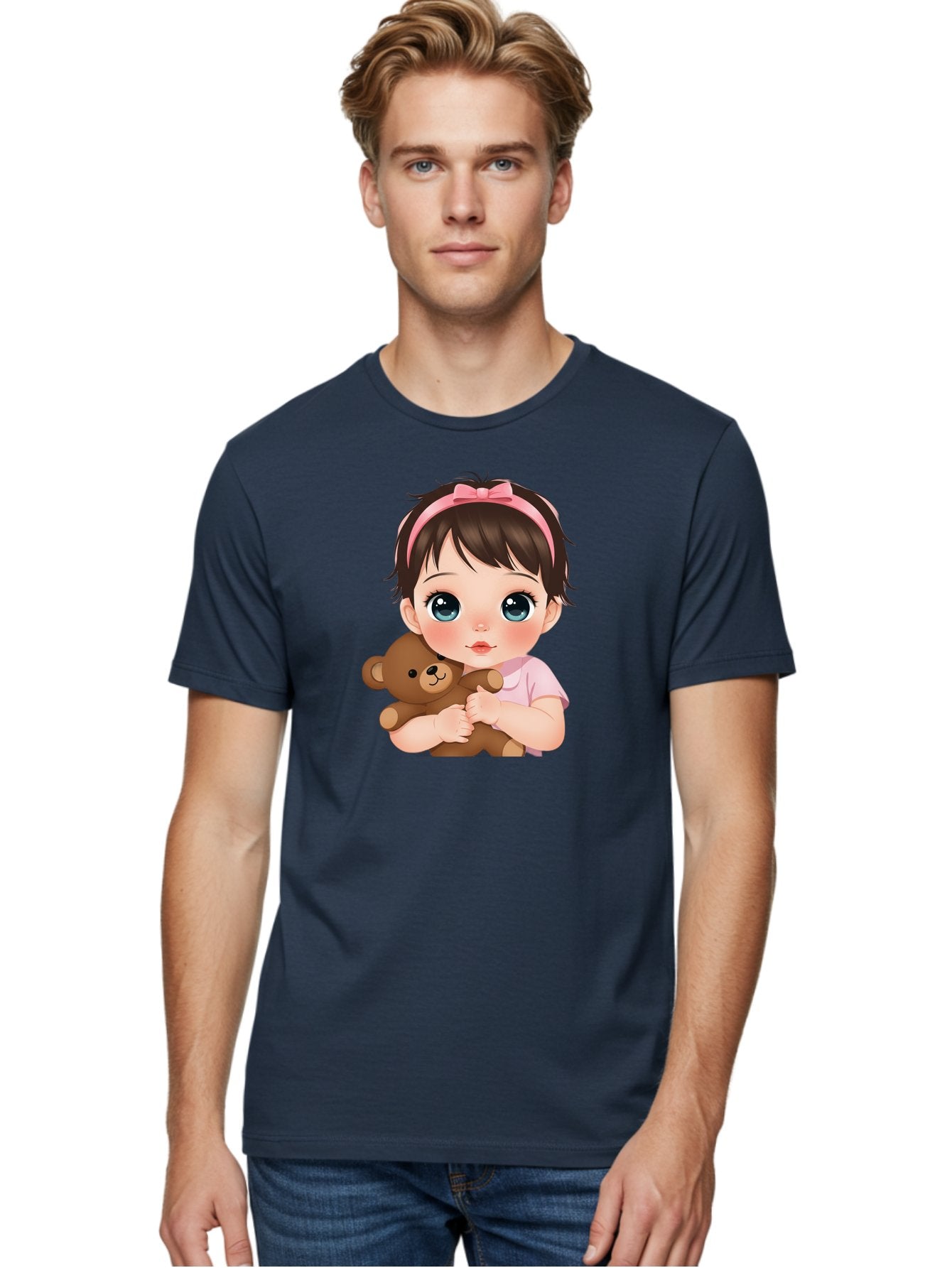 Baby-Girl-With-Teddy Men'S Graphic Tee, 100% Cotton, Comfortable Casual Summer Wear, Machine Washable, Vintage Camera, Old Camera, Antique Camera, Black Camera, Classic Photography, Photography Equipment, Nostalgic Device, Film Camera, Bak014 30