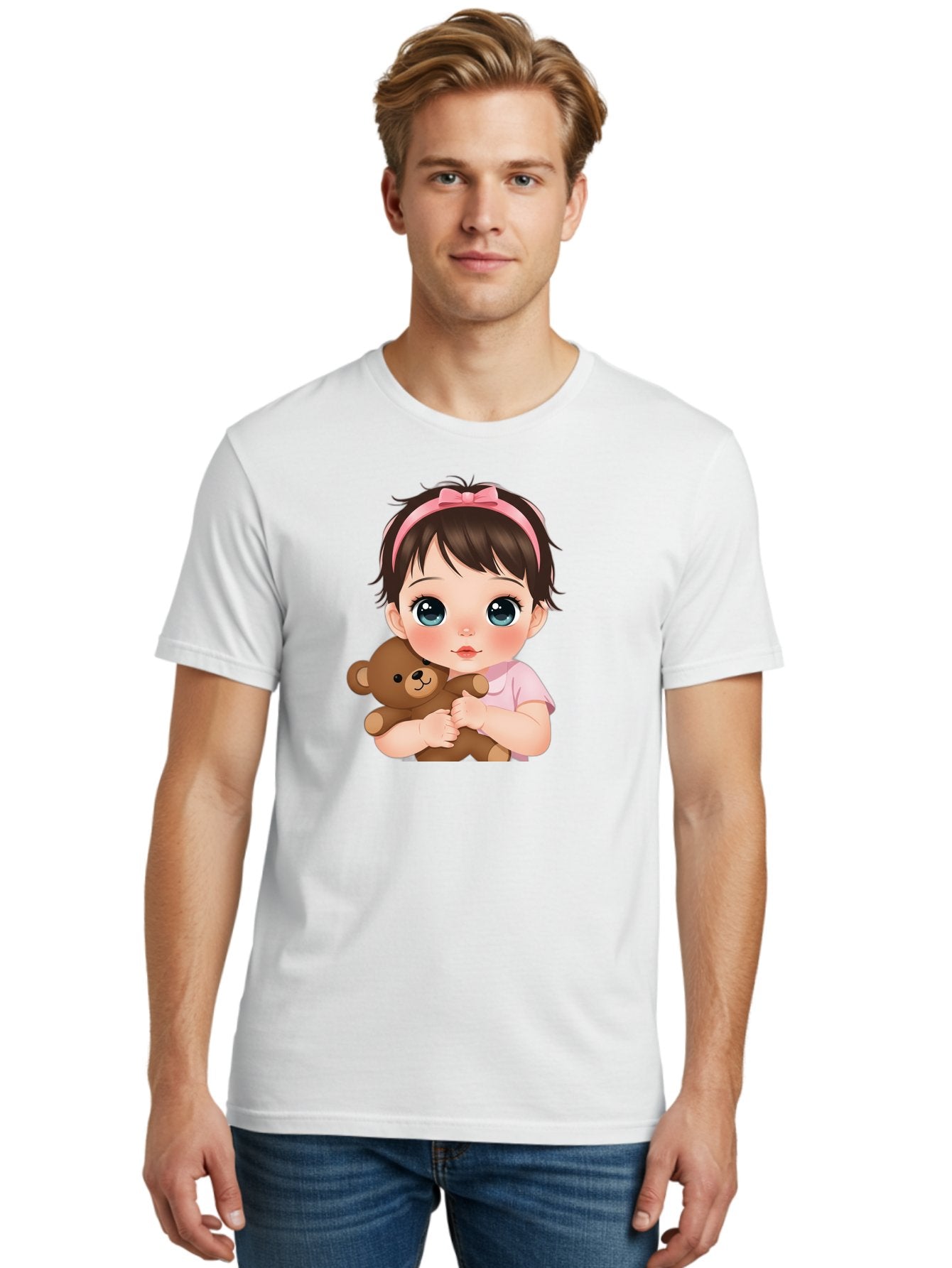 Baby-Girl-With-Teddy Men'S Graphic Tee, 100% Cotton, Comfortable Casual Summer Wear, Machine Washable, Vintage Camera, Old Camera, Antique Camera, Black Camera, Classic Photography, Photography Equipment, Nostalgic Device, Film Camera, Bak014 29