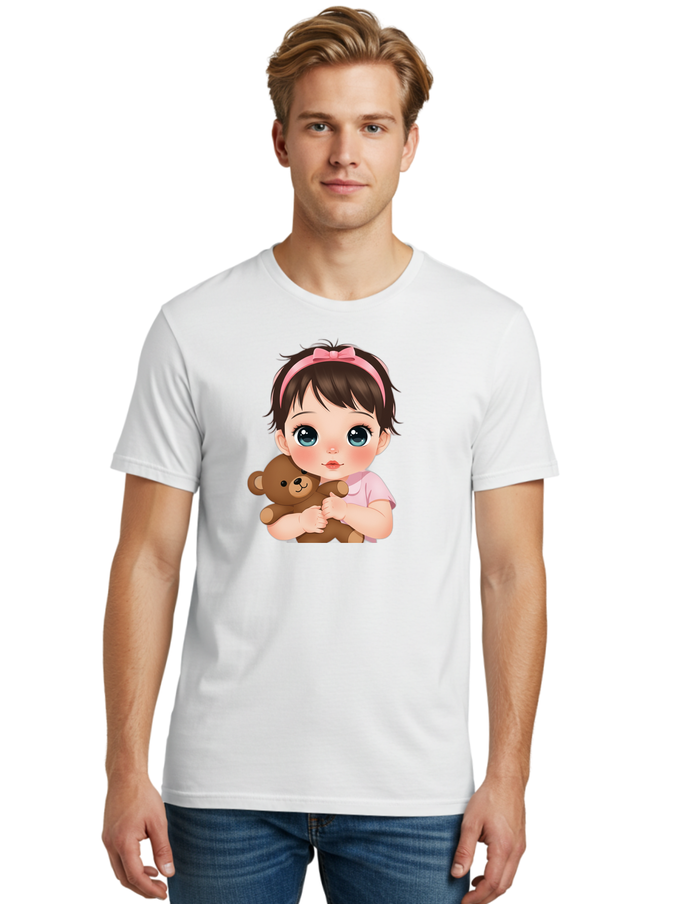 Baby-Girl-With-Teddy Men'S Graphic Tee, 100% Cotton, Comfortable Casual Summer Wear, Machine Washable, Vintage Camera, Old Camera, Antique Camera, Black Camera, Classic Photography, Photography Equipment, Nostalgic Device, Film Camera, Bak014 17