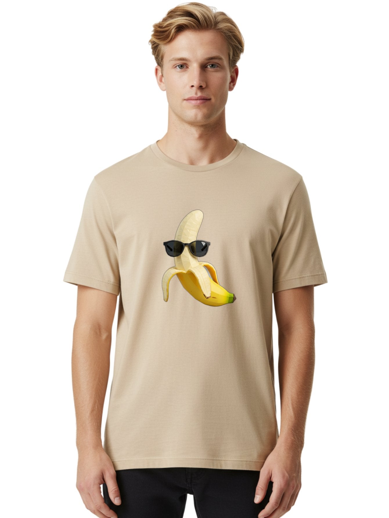 Banana-Man-Wearing-Sunglasses Men'S Graphic Tee, 100% Cotton, Comfortable Casual Summer Wear, Machine Washable, Vintage Camera, Old Camera, Antique Camera, Black Camera, Classic Photography, Photography Equipment, Nostalgic Device, Bak028 24