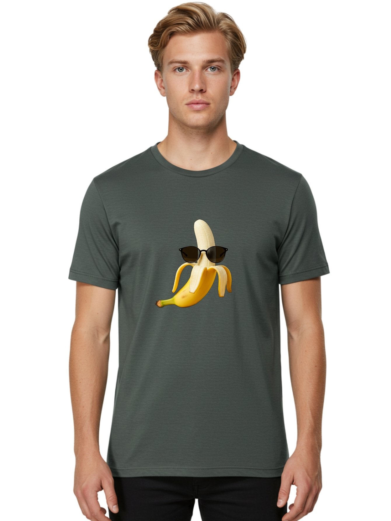 Banana-Sunglasses Men'S Graphic Tee, 100% Cotton, Comfortable Casual Summer Wear, Machine Washable, Vintage Camera, Old Camera, Antique Camera, Black Camera, Classic Photography, Photography Equipment, Nostalgic Device, Film Camera, Camera Art Bak029 25