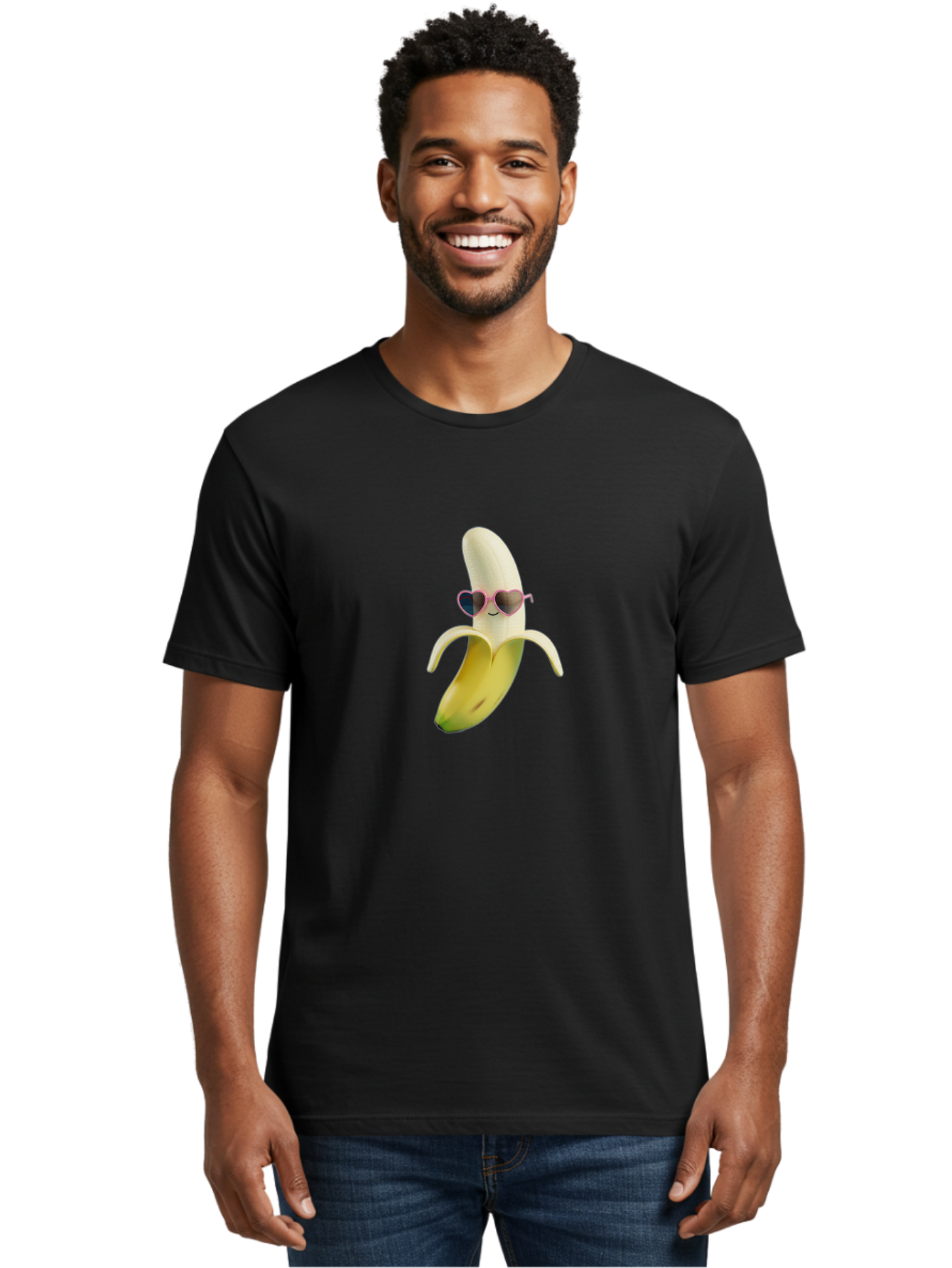 Banana-With-Heart-Shaped-Sunglasses Men'S Graphic Tee, 100% Cotton, Comfortable Casual Summer Wear, Machine Washable, Vintage Camera, Old Camera, Antique Camera, Black Camera, Classic Photography, Photography Equipment, Nostalgic Device, Bak030 22