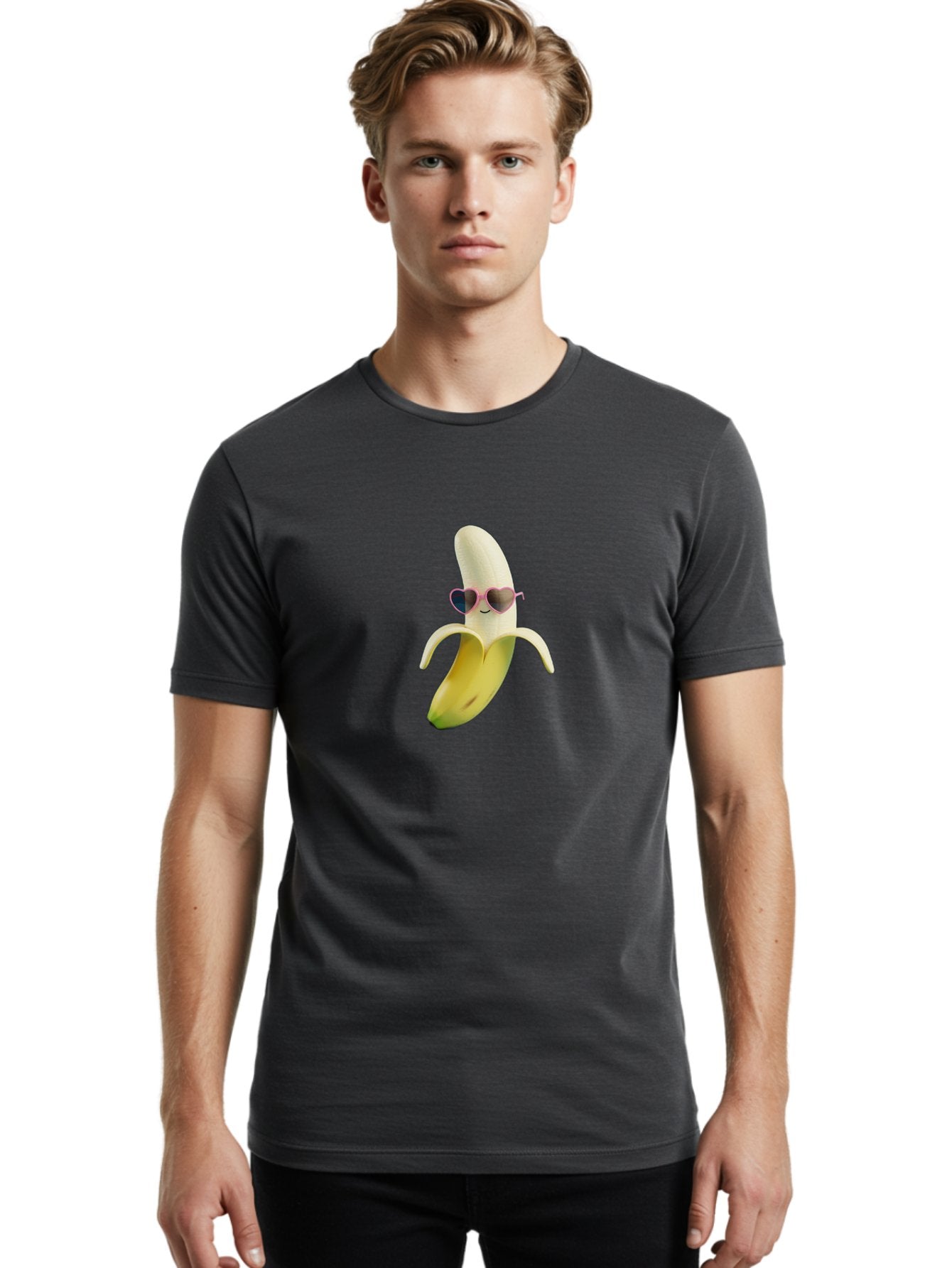Banana-With-Heart-Shaped-Sunglasses Men'S Graphic Tee, 100% Cotton, Comfortable Casual Summer Wear, Machine Washable, Vintage Camera, Old Camera, Antique Camera, Black Camera, Classic Photography, Photography Equipment, Nostalgic Device, Bak030 19
