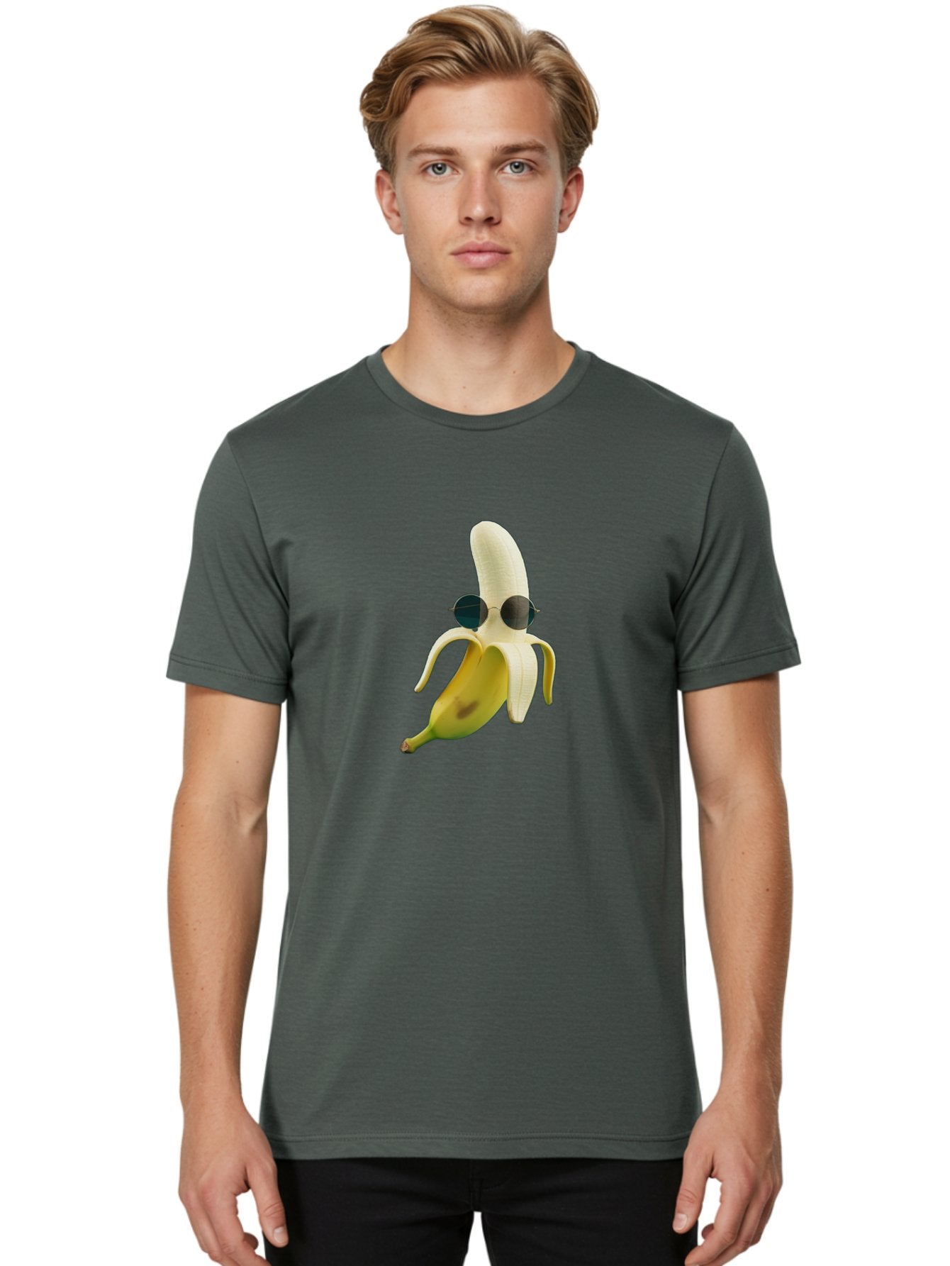 Banana-With-Sunglasses-1 Men'S Graphic Tee, 100% Cotton, Comfortable Casual Summer Wear, Machine Washable, Vintage Camera, Old Camera, Antique Camera, Black Camera, Classic Photography, Photography Equipment, Nostalgic Device, Film Camera, Bak031 23