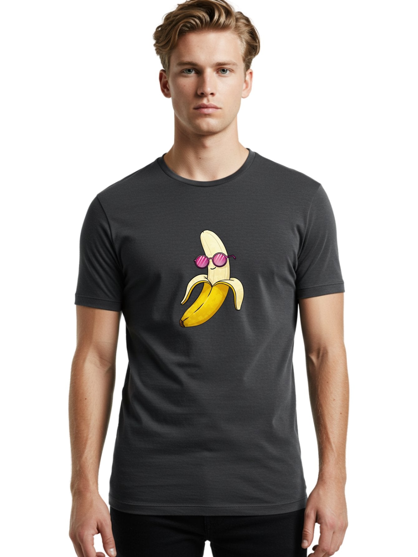 Banana-With-Sunglasses-2 Men'S Graphic Tee, 100% Cotton, Comfortable Casual Summer Wear, Machine Washable, Vintage Camera, Old Camera, Antique Camera, Black Camera, Classic Photography, Photography Equipment, Nostalgic Device, Film Camera, Bak032 30