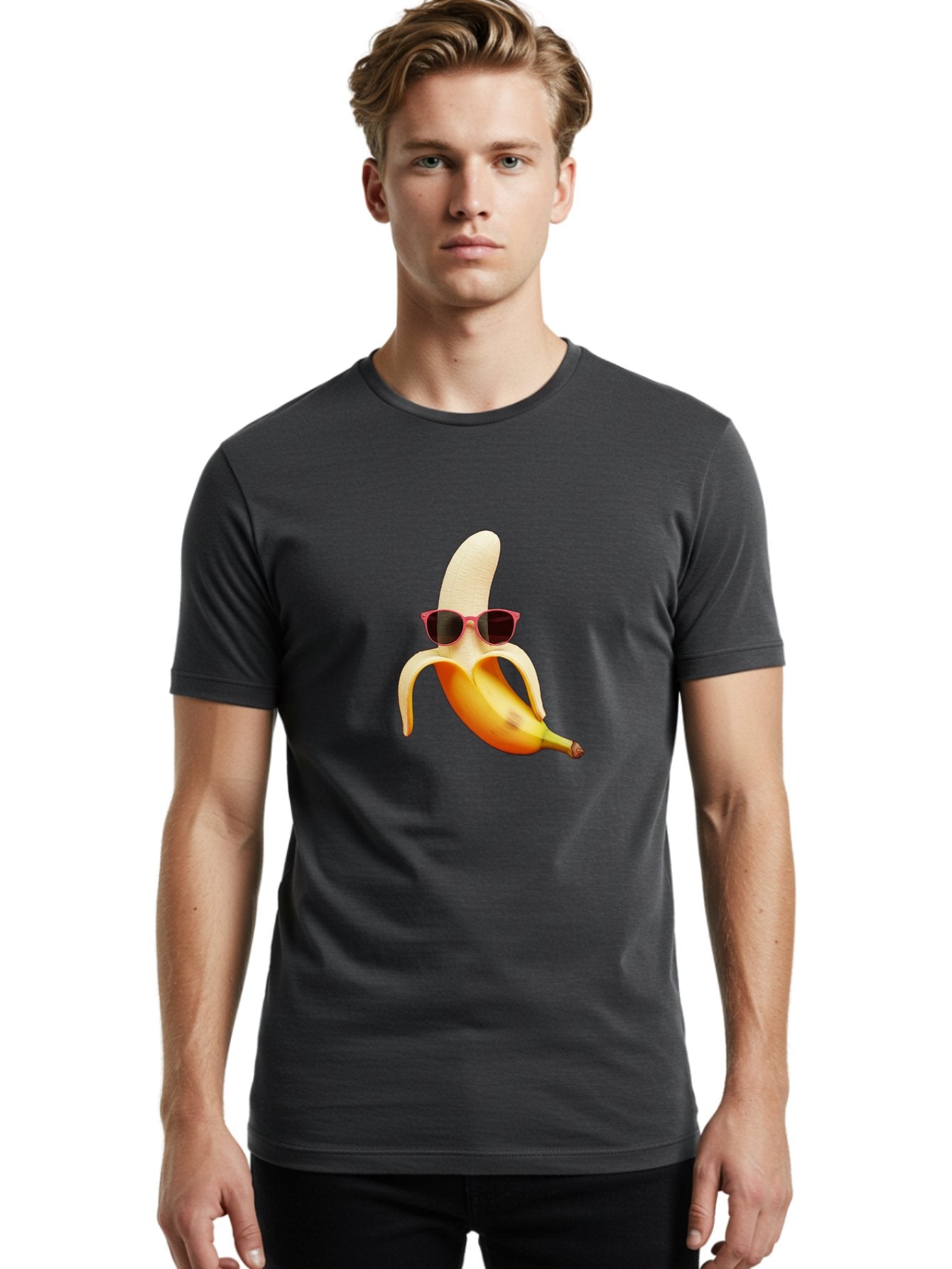 Banana-With-Sunglasses Men'S Graphic Tee, 100% Cotton, Comfortable Casual Summer Wear, Machine Washable, Vintage Camera, Old Camera, Antique Camera, Black Camera, Classic Photography, Photography Equipment, Nostalgic Device, Film Camera, Bak033 30
