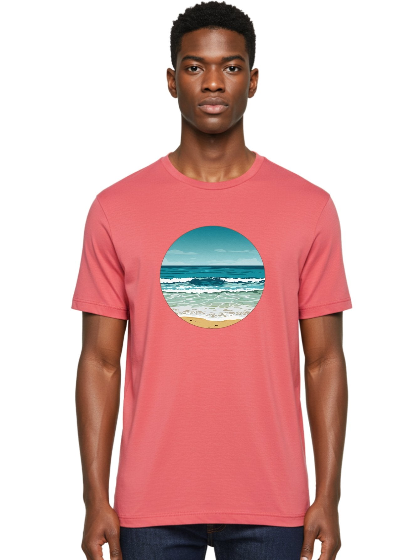 Beach-Scene-1 Men'S Graphic Tee, 100% Cotton, Comfortable Casual Summer Wear, Machine Washable, Vintage Camera, Old Camera, Antique Camera, Black Camera, Classic Photography, Photography Equipment, Nostalgic Device, Film Camera, Camera Art Bak036 18
