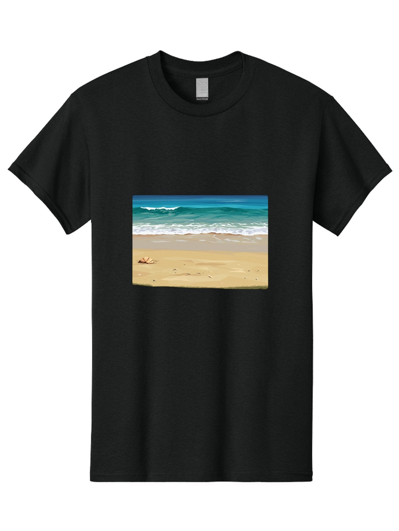 Beach-Scene-2 Men'S Graphic Tee, 100% Cotton, Comfortable Casual Summer Wear, Machine Washable, Vintage Camera, Old Camera, Antique Camera, Black Camera, Classic Photography, Photography Equipment, Nostalgic Device, Film Camera, Camera Art Bak037 4