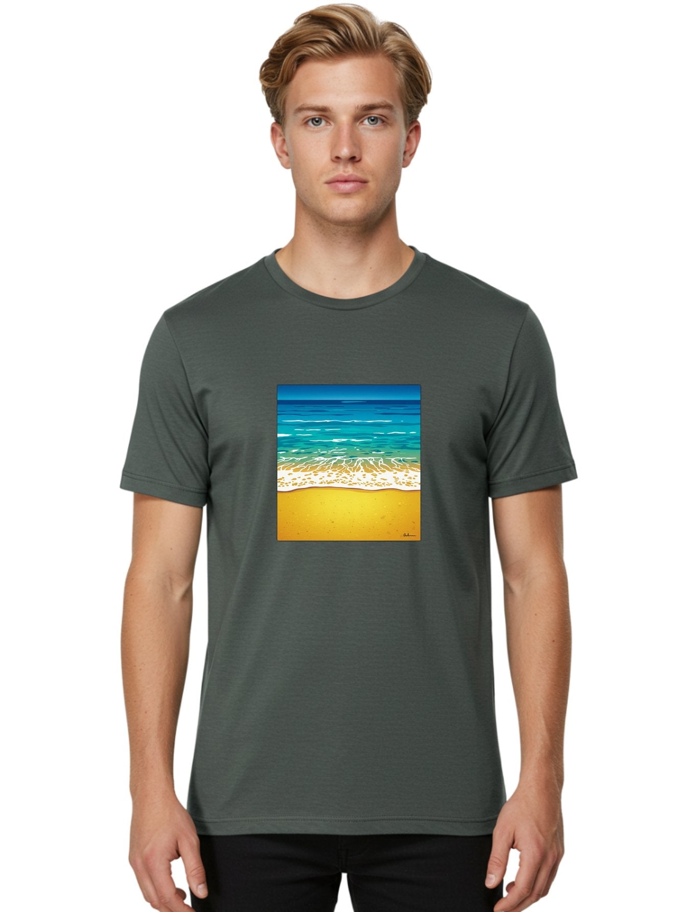 Beach-Scene Men'S Graphic Tee, 100% Cotton, Comfortable Casual Summer Wear, Machine Washable, Vintage Camera, Old Camera, Antique Camera, Black Camera, Classic Photography, Photography Equipment, Nostalgic Device, Film Camera, Camera Art Bak038 26