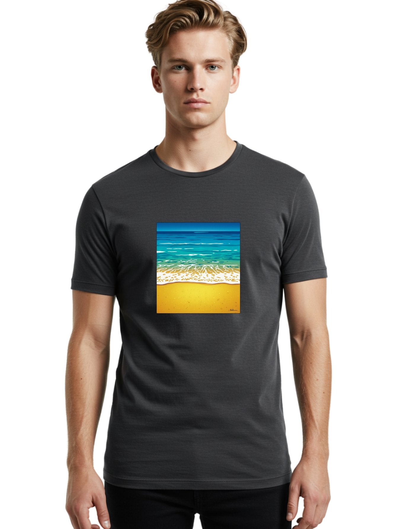 Beach-Scene Men'S Graphic Tee, 100% Cotton, Comfortable Casual Summer Wear, Machine Washable, Vintage Camera, Old Camera, Antique Camera, Black Camera, Classic Photography, Photography Equipment, Nostalgic Device, Film Camera, Camera Art Bak038 19