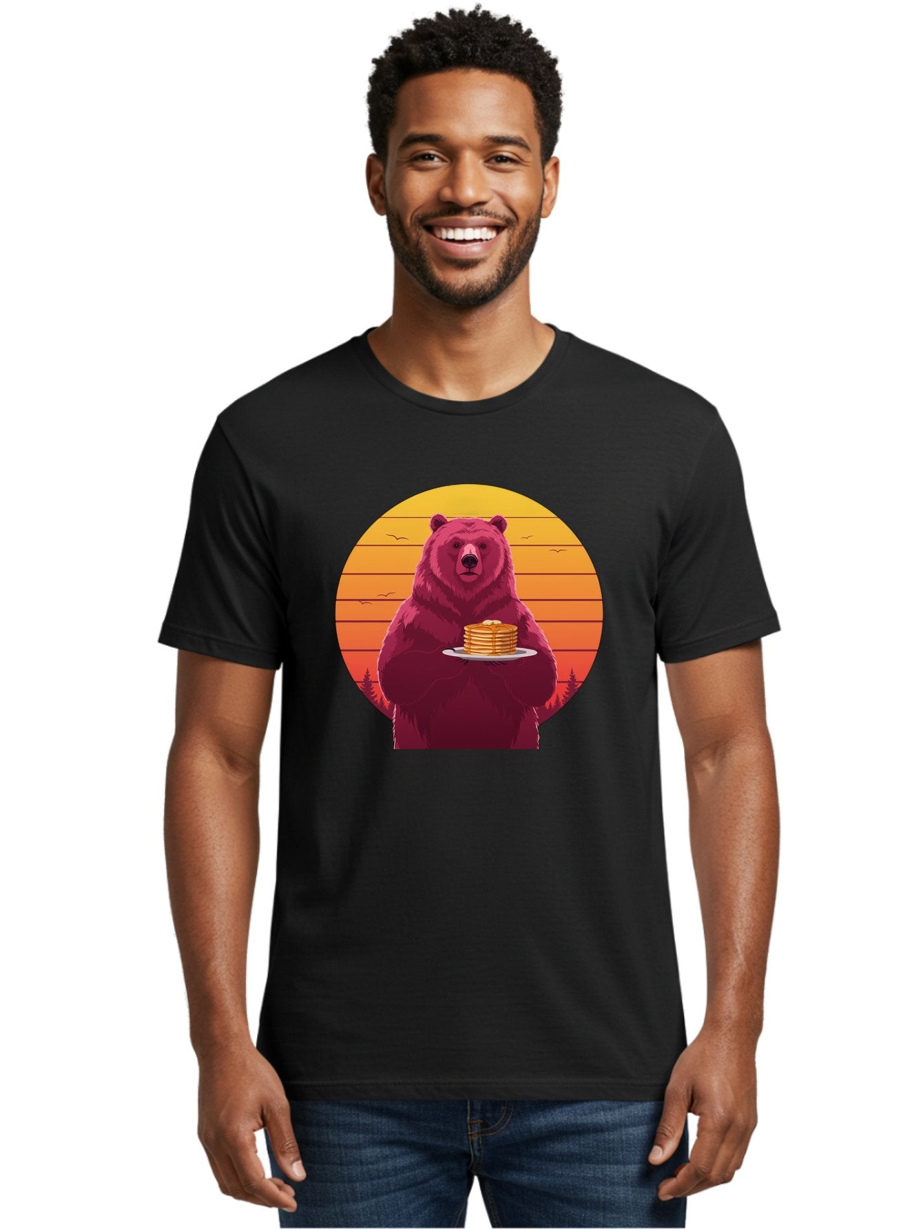 Bear-Holding-Pancakes Men'S Graphic Tee, 100% Cotton, Comfortable Casual Summer Wear, Machine Washable, Vintage Camera, Old Camera, Antique Camera, Black Camera, Classic Photography, Photography Equipment, Nostalgic Device, Film Camera, Bak041 29