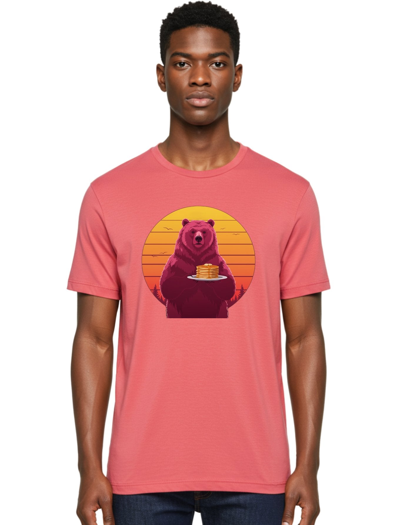 Bear-Holding-Pancakes Men'S Graphic Tee, 100% Cotton, Comfortable Casual Summer Wear, Machine Washable, Vintage Camera, Old Camera, Antique Camera, Black Camera, Classic Photography, Photography Equipment, Nostalgic Device, Film Camera, Bak041 20