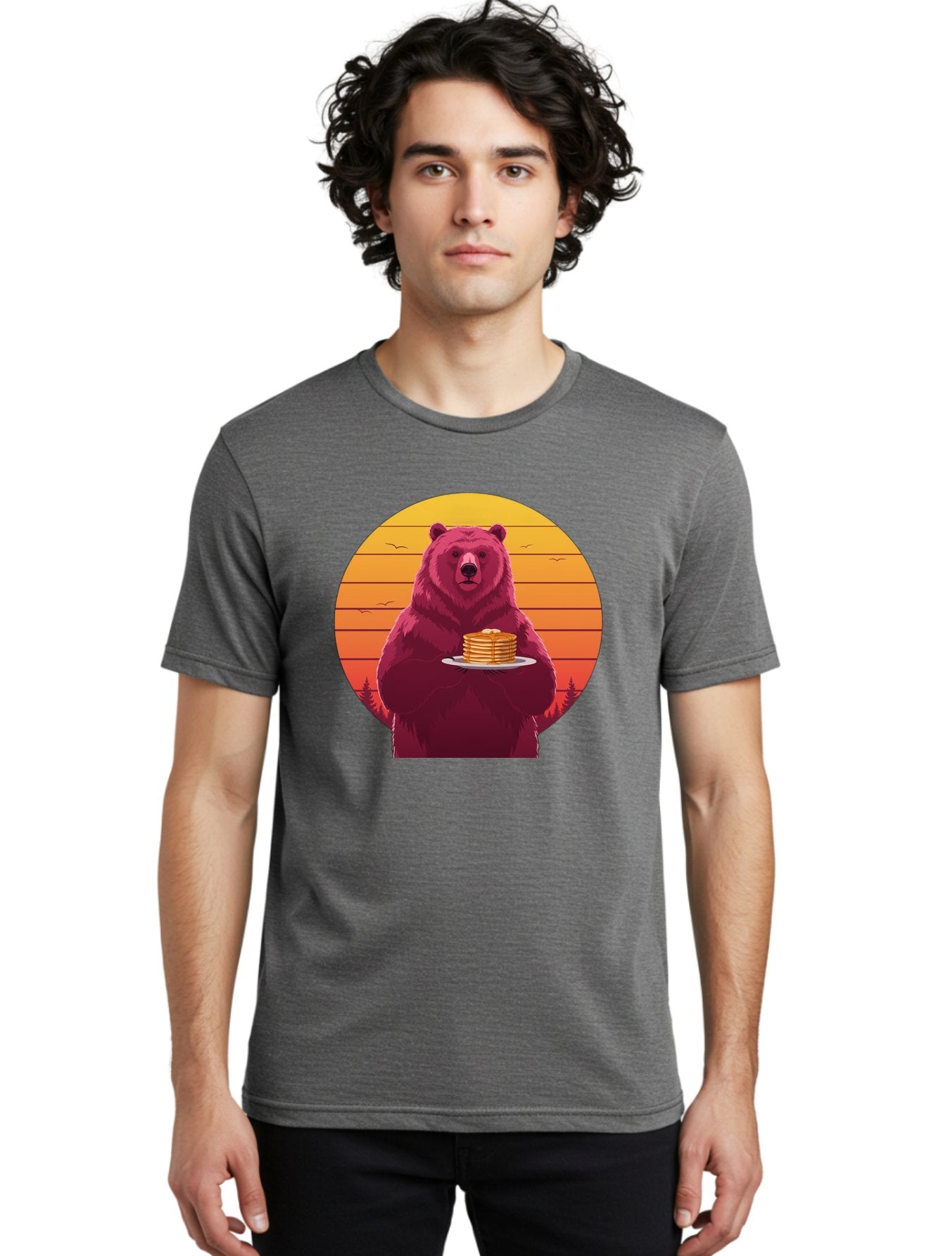 Bear-Holding-Pancakes Men'S Graphic Tee, 100% Cotton, Comfortable Casual Summer Wear, Machine Washable, Vintage Camera, Old Camera, Antique Camera, Black Camera, Classic Photography, Photography Equipment, Nostalgic Device, Film Camera, Bak041 18