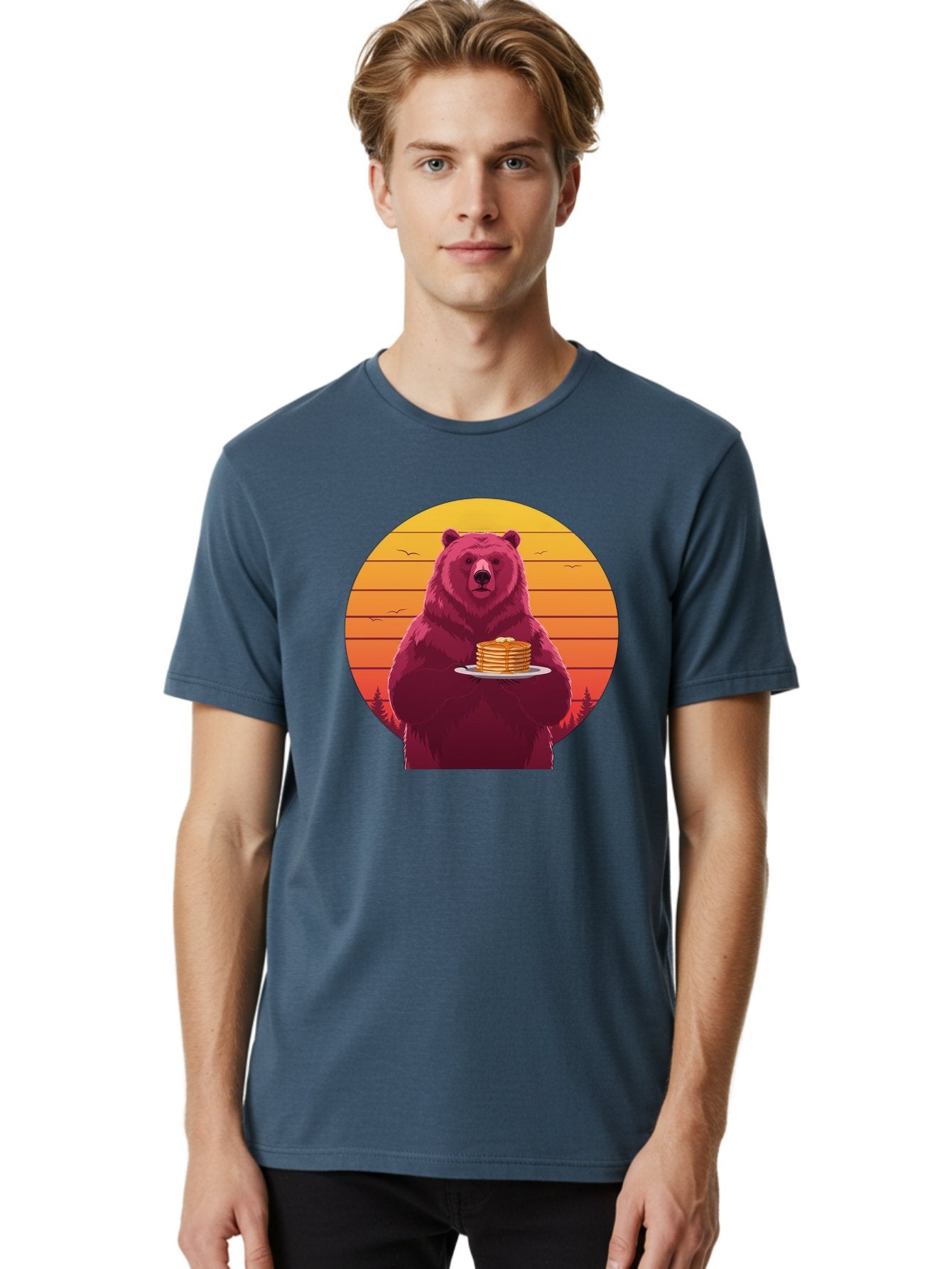 Bear-Holding-Pancakes Men'S Graphic Tee, 100% Cotton, Comfortable Casual Summer Wear, Machine Washable, Vintage Camera, Old Camera, Antique Camera, Black Camera, Classic Photography, Photography Equipment, Nostalgic Device, Film Camera, Bak041 27