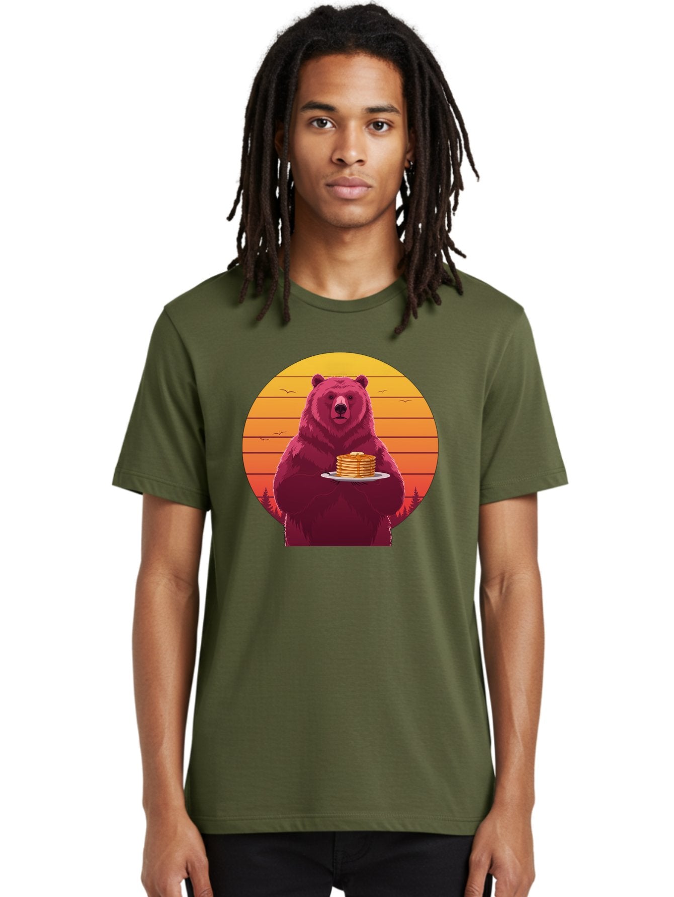 Bear-Holding-Pancakes Men'S Graphic Tee, 100% Cotton, Comfortable Casual Summer Wear, Machine Washable, Vintage Camera, Old Camera, Antique Camera, Black Camera, Classic Photography, Photography Equipment, Nostalgic Device, Film Camera, Bak041 19