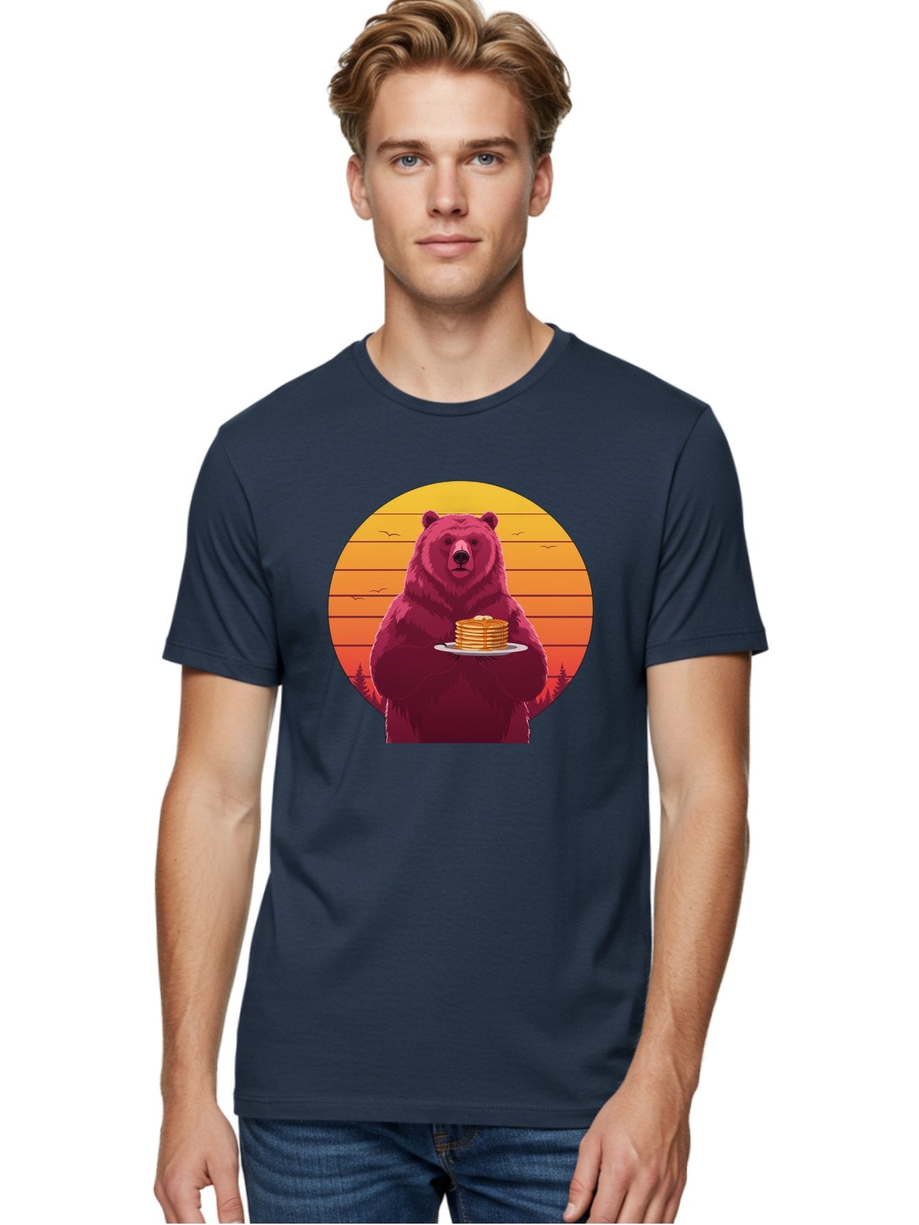 Bear-Holding-Pancakes Men'S Graphic Tee, 100% Cotton, Comfortable Casual Summer Wear, Machine Washable, Vintage Camera, Old Camera, Antique Camera, Black Camera, Classic Photography, Photography Equipment, Nostalgic Device, Film Camera, Bak041 22