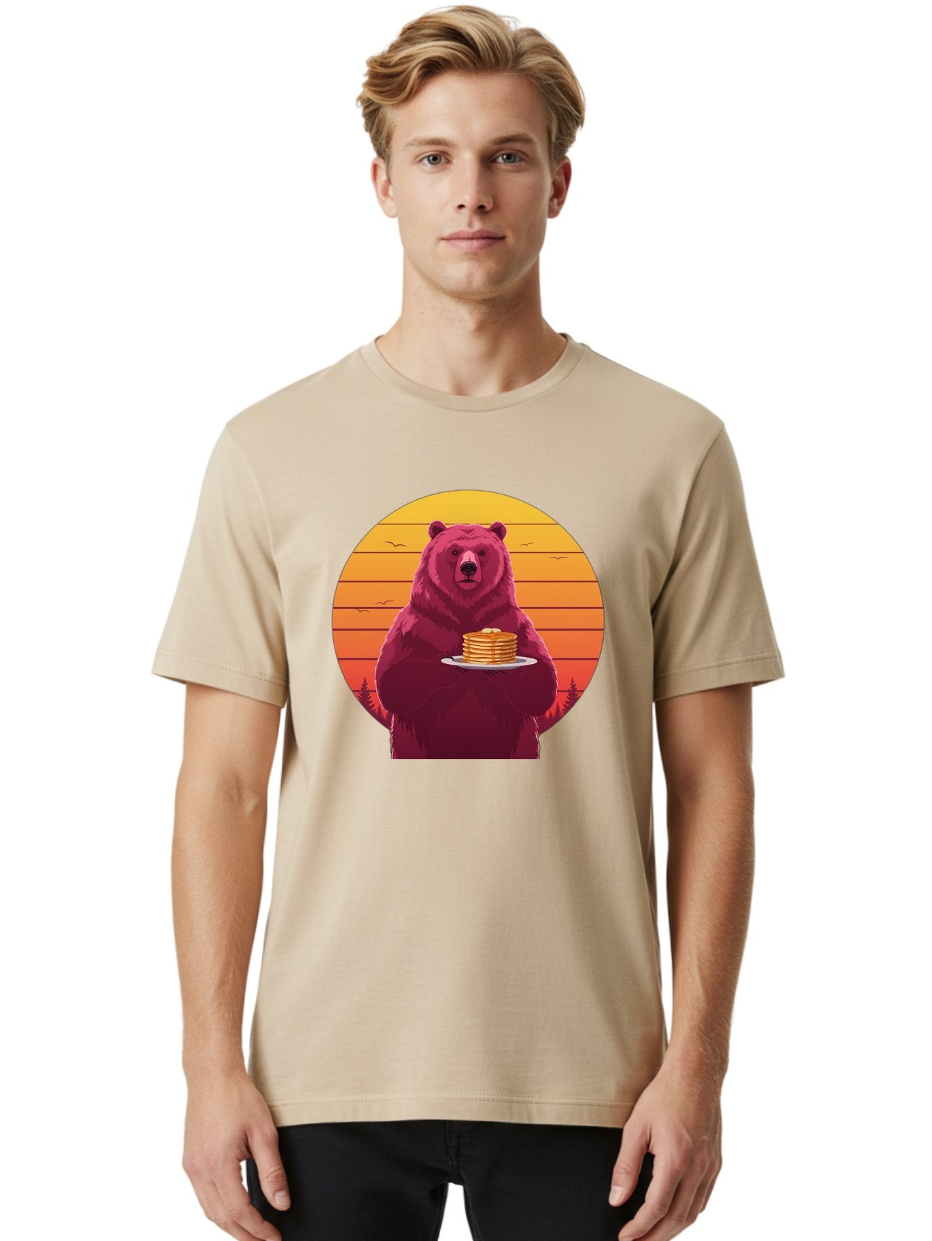 Bear-Holding-Pancakes Men'S Graphic Tee, 100% Cotton, Comfortable Casual Summer Wear, Machine Washable, Vintage Camera, Old Camera, Antique Camera, Black Camera, Classic Photography, Photography Equipment, Nostalgic Device, Film Camera, Bak041 28