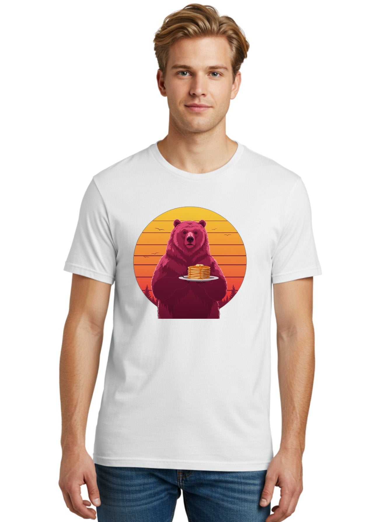 Bear-Holding-Pancakes Men'S Graphic Tee, 100% Cotton, Comfortable Casual Summer Wear, Machine Washable, Vintage Camera, Old Camera, Antique Camera, Black Camera, Classic Photography, Photography Equipment, Nostalgic Device, Film Camera, Bak041 16