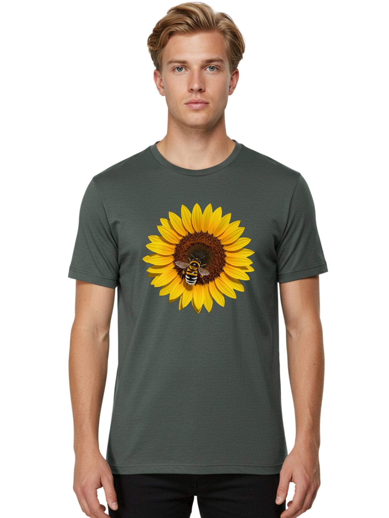Bee-On-Sunflower Men'S Graphic Tee, 100% Cotton, Comfortable Casual Summer Wear, Machine Washable, Vintage Camera, Old Camera, Antique Camera, Black Camera, Classic Photography, Photography Equipment, Nostalgic Device, Film Camera, Camera Art Bak050 21