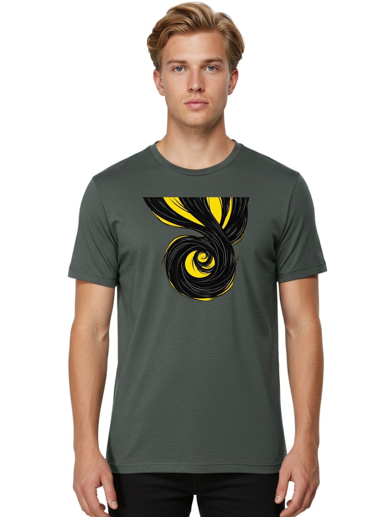 Black-And-Yellow-Swirl Men'S Graphic Tee, 100% Cotton, Comfortable Casual Summer Wear, Machine Washable, Vintage Camera, Old Camera, Antique Camera, Black Camera, Classic Photography, Photography Equipment, Nostalgic Device, Film Camera, Bak056 21