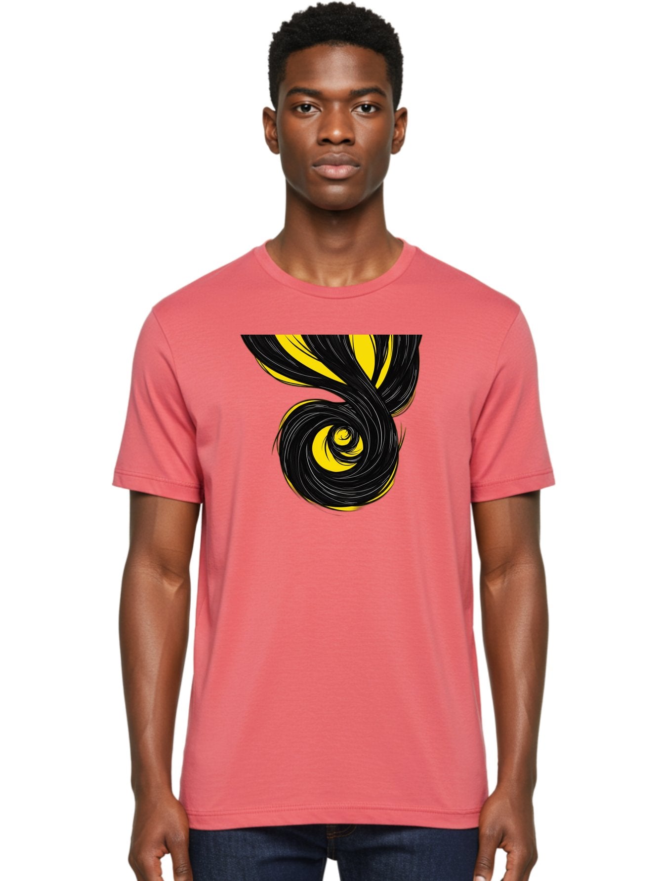 Black-And-Yellow-Swirl Men'S Graphic Tee, 100% Cotton, Comfortable Casual Summer Wear, Machine Washable, Vintage Camera, Old Camera, Antique Camera, Black Camera, Classic Photography, Photography Equipment, Nostalgic Device, Film Camera, Bak056 25