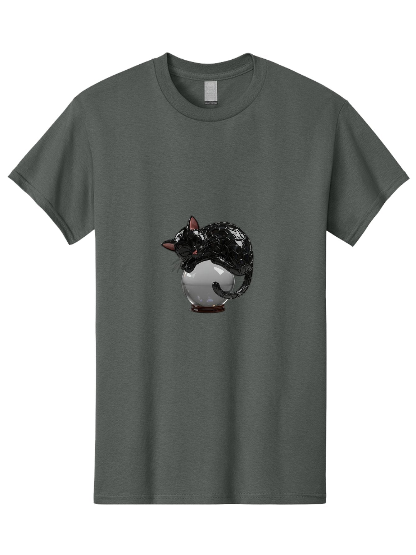 Black-Cat-On-Crystal-Ball-2 Men'S Graphic Tee, 100% Cotton, Comfortable Casual Summer Wear, Machine Washable, Vintage Camera, Old Camera, Antique Camera, Black Camera, Classic Photography, Photography Equipment, Nostalgic Device, Film Camera, Bak064 6