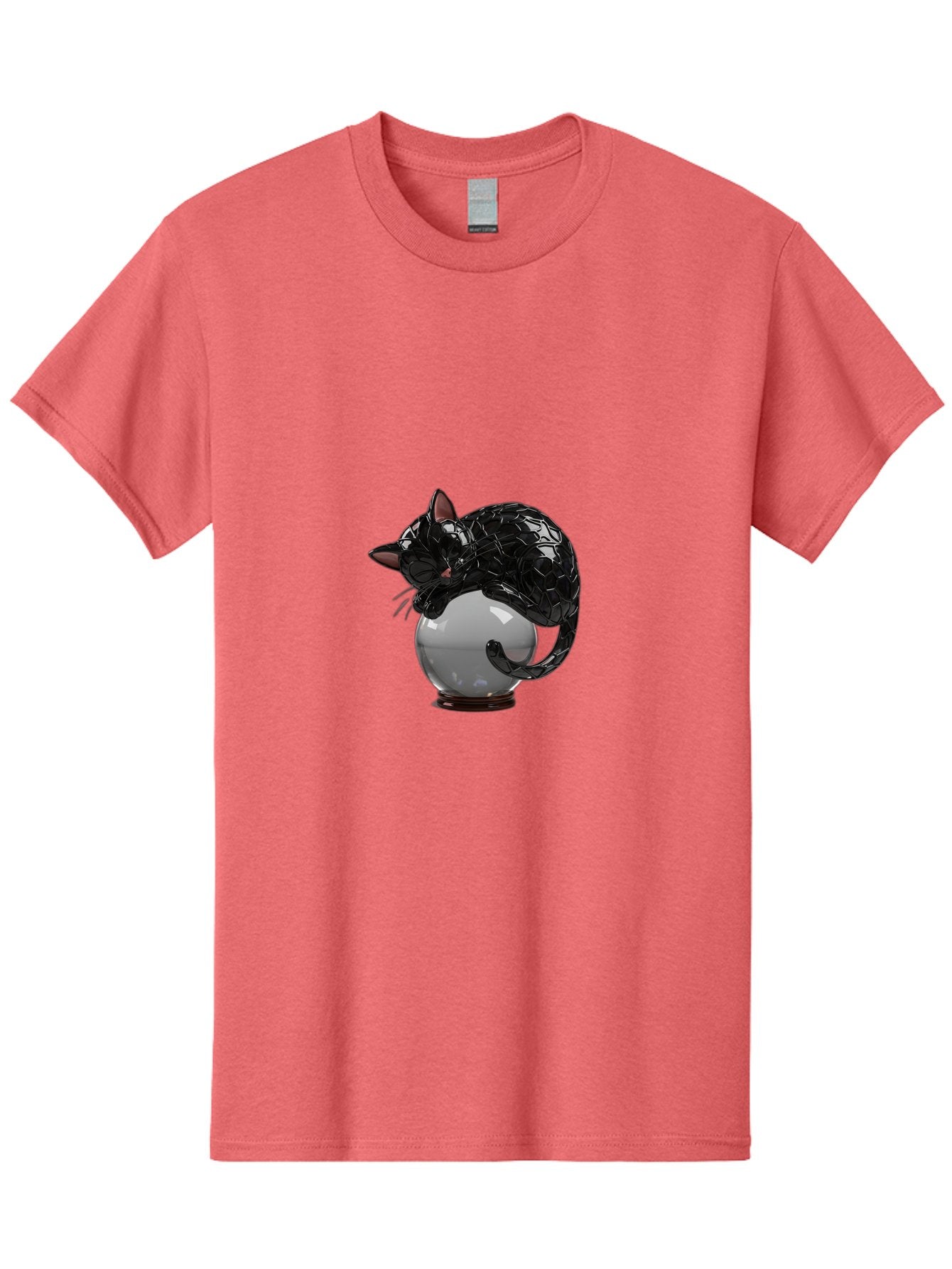 Black-Cat-On-Crystal-Ball-2 Men'S Graphic Tee, 100% Cotton, Comfortable Casual Summer Wear, Machine Washable, Vintage Camera, Old Camera, Antique Camera, Black Camera, Classic Photography, Photography Equipment, Nostalgic Device, Film Camera, Bak064