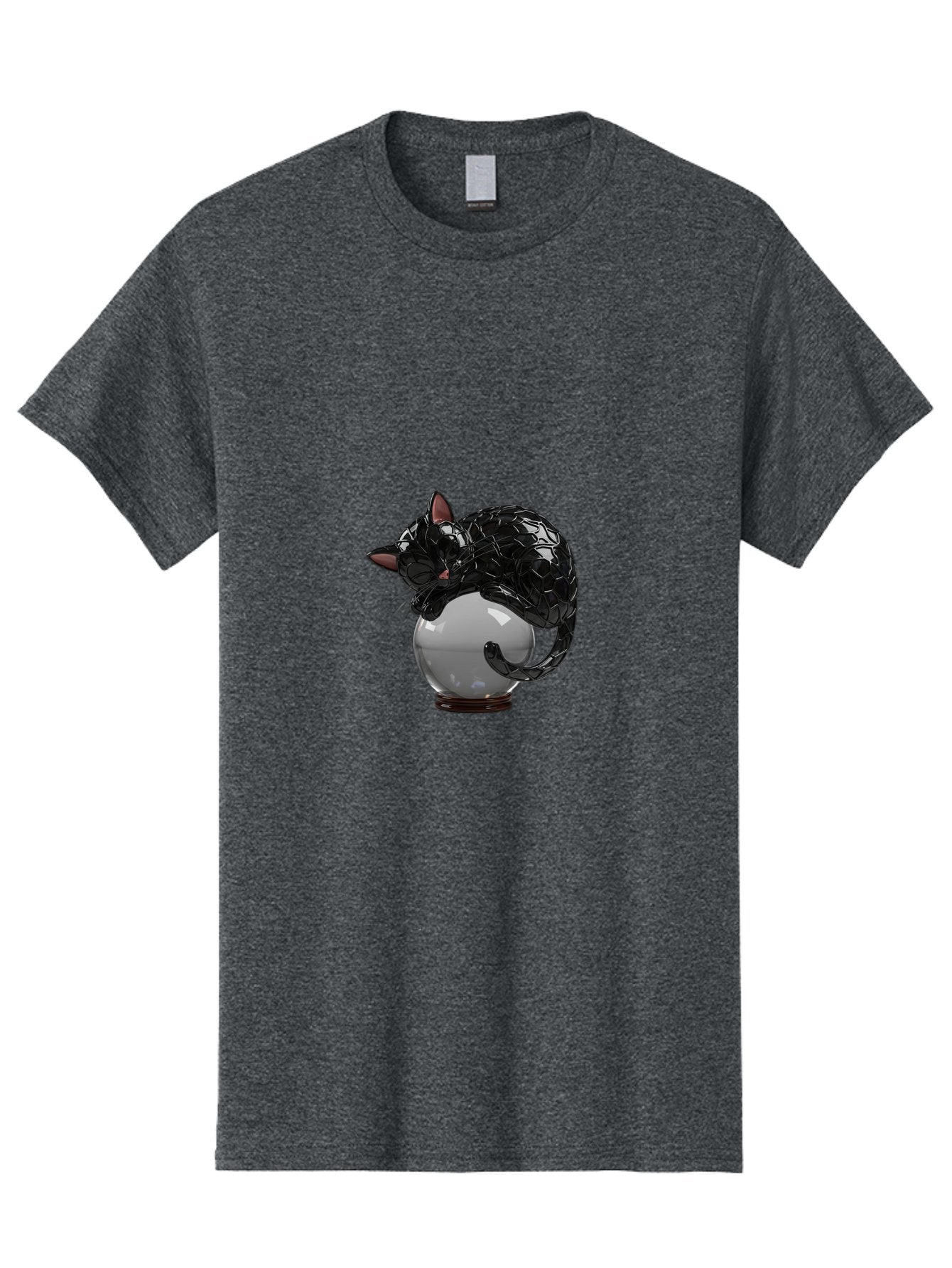 Black-Cat-On-Crystal-Ball-2 Men'S Graphic Tee, 100% Cotton, Comfortable Casual Summer Wear, Machine Washable, Vintage Camera, Old Camera, Antique Camera, Black Camera, Classic Photography, Photography Equipment, Nostalgic Device, Film Camera, Bak064 7