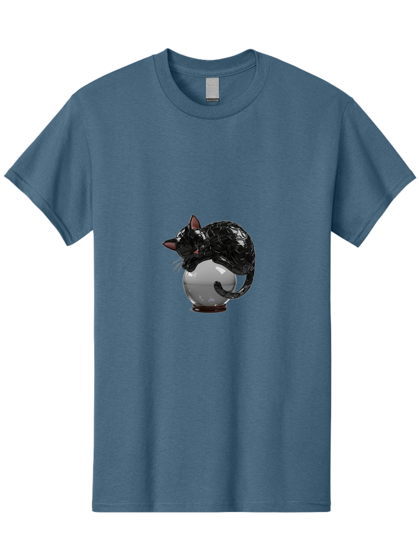 Black-Cat-On-Crystal-Ball-2 Men'S Graphic Tee, 100% Cotton, Comfortable Casual Summer Wear, Machine Washable, Vintage Camera, Old Camera, Antique Camera, Black Camera, Classic Photography, Photography Equipment, Nostalgic Device, Film Camera, Bak064