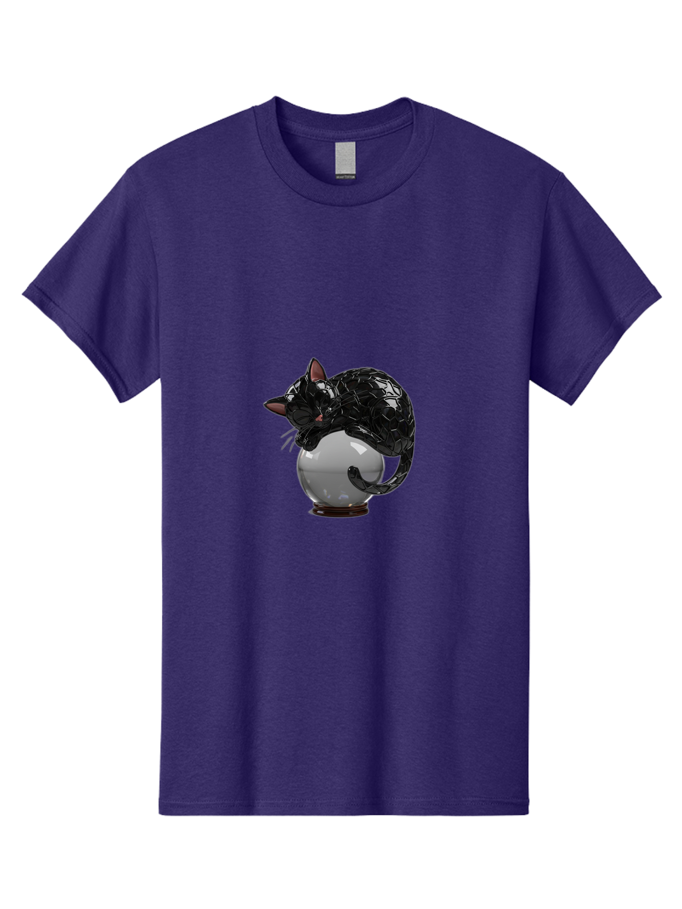 Black-Cat-On-Crystal-Ball-2 Men'S Graphic Tee, 100% Cotton, Comfortable Casual Summer Wear, Machine Washable, Vintage Camera, Old Camera, Antique Camera, Black Camera, Classic Photography, Photography Equipment, Nostalgic Device, Film Camera, Bak064 4