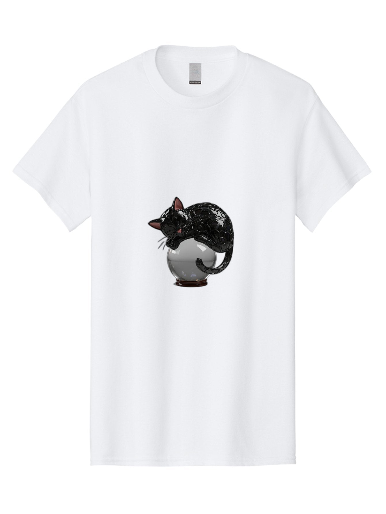 Black-Cat-On-Crystal-Ball-2 Men'S Graphic Tee, 100% Cotton, Comfortable Casual Summer Wear, Machine Washable, Vintage Camera, Old Camera, Antique Camera, Black Camera, Classic Photography, Photography Equipment, Nostalgic Device, Film Camera, Bak064 4