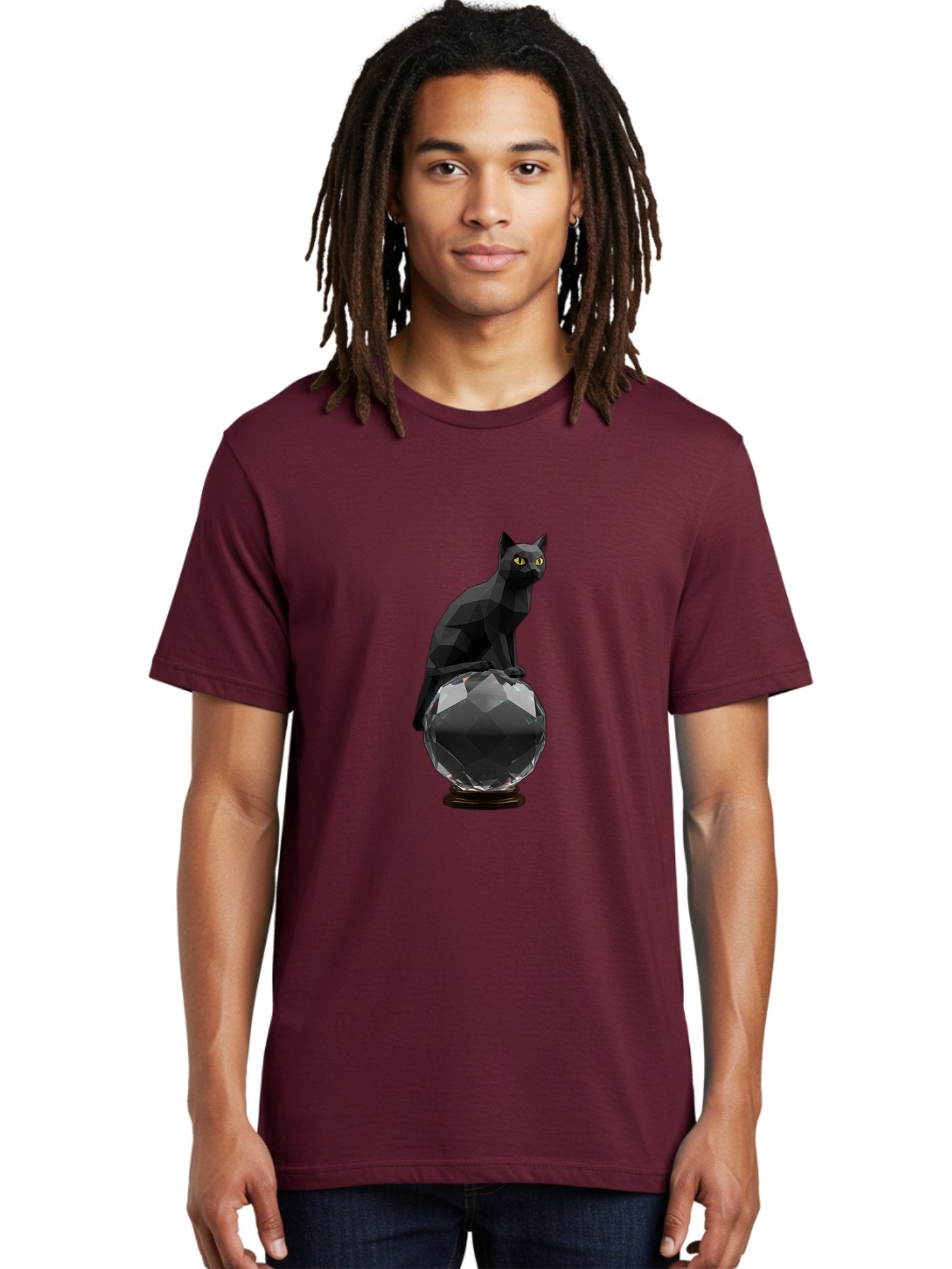 Black-Cat-On-Crystal-Ball Men'S Graphic Tee, 100% Cotton, Comfortable Casual Summer Wear, Machine Washable, Vintage Camera, Old Camera, Antique Camera, Black Camera, Classic Photography, Photography Equipment, Nostalgic Device, Film Camera, Bak065 24