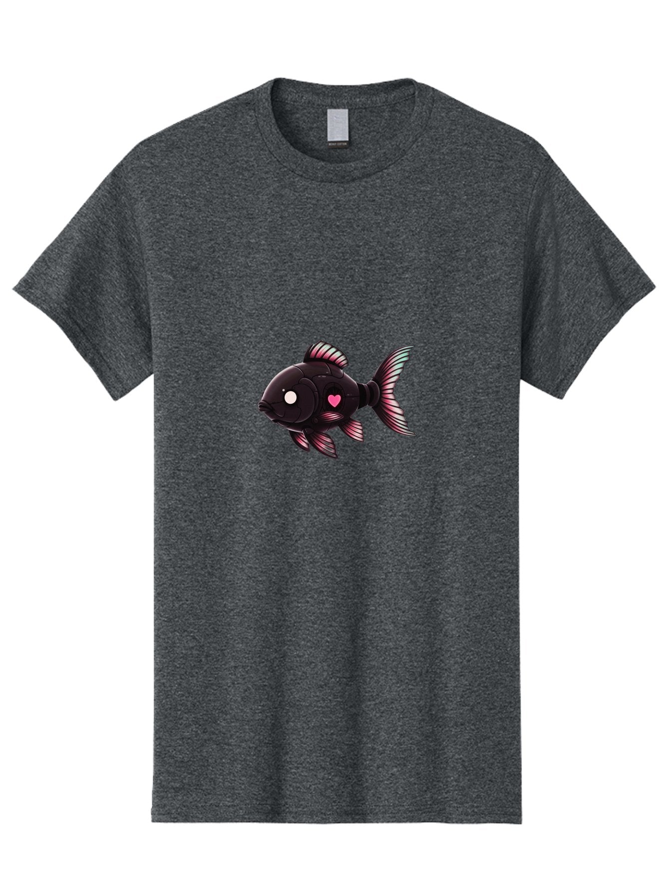Black-Fish-With-Pink-Heart Men'S Graphic Tee, 100% Cotton, Comfortable Casual Summer Wear, Machine Washable, Vintage Camera, Old Camera, Antique Camera, Black Camera, Classic Photography, Photography Equipment, Nostalgic Device, Film Camera, Bak067