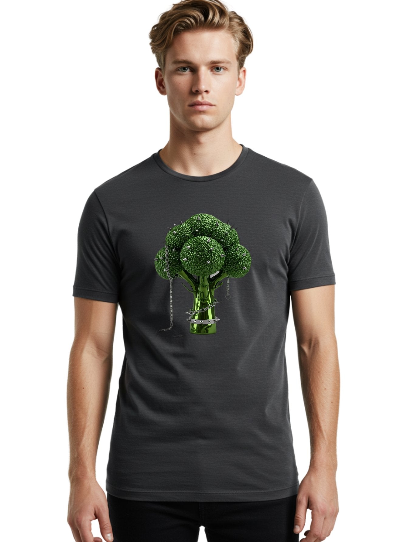 Broccoli-With-Spikes-And-Chains Men'S Graphic Tee, 100% Cotton, Comfortable Casual Summer Wear, Machine Washable, Vintage Camera, Old Camera, Antique Camera, Black Camera, Classic Photography, Photography Equipment, Nostalgic Device, Bak117 30