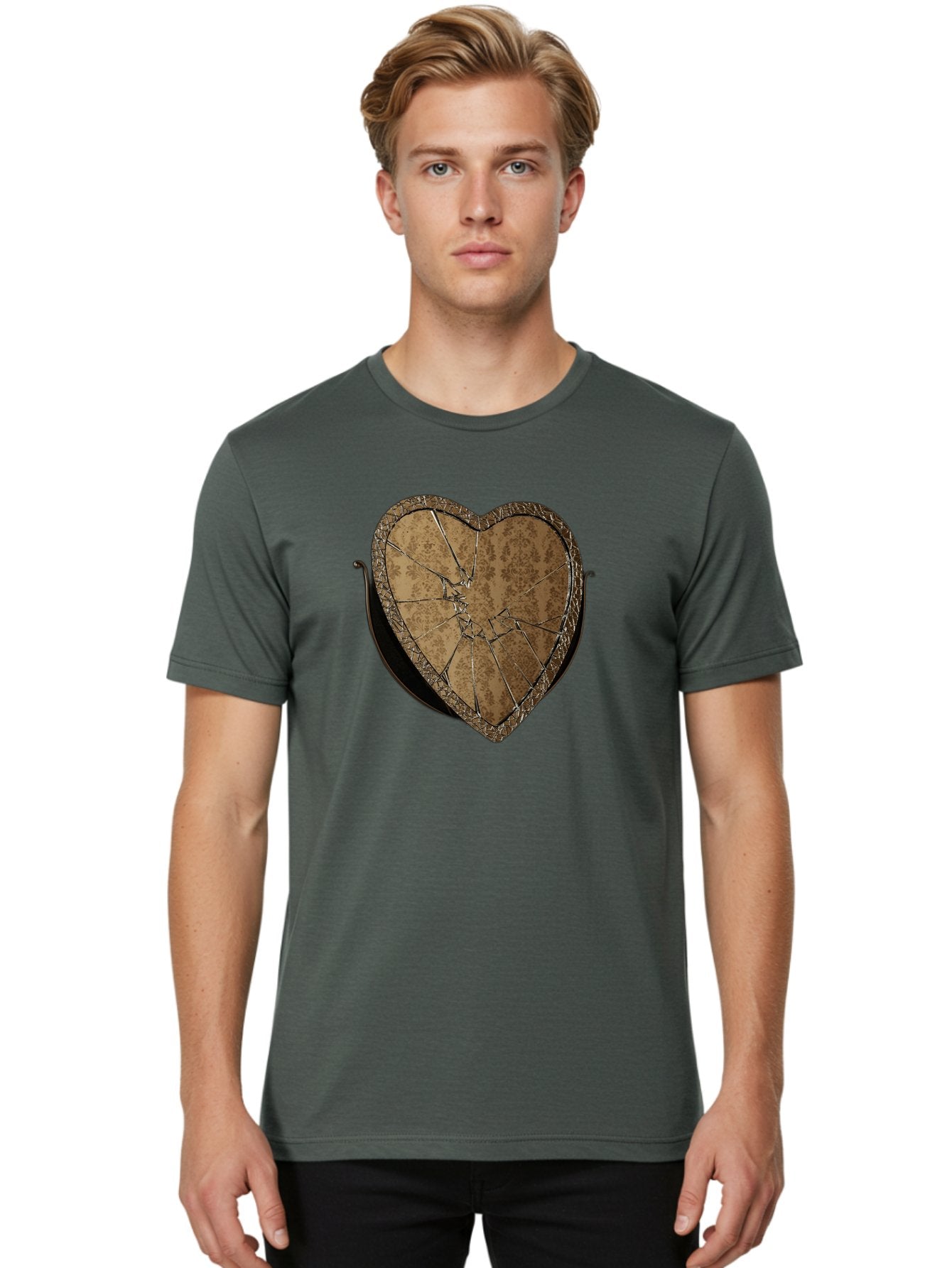 Broken-Heart-2 Men'S Graphic Tee, 100% Cotton, Comfortable Casual Summer Wear, Machine Washable, Vintage Camera, Old Camera, Antique Camera, Black Camera, Classic Photography, Photography Equipment, Nostalgic Device, Film Camera, Camera Art Bak125 25
