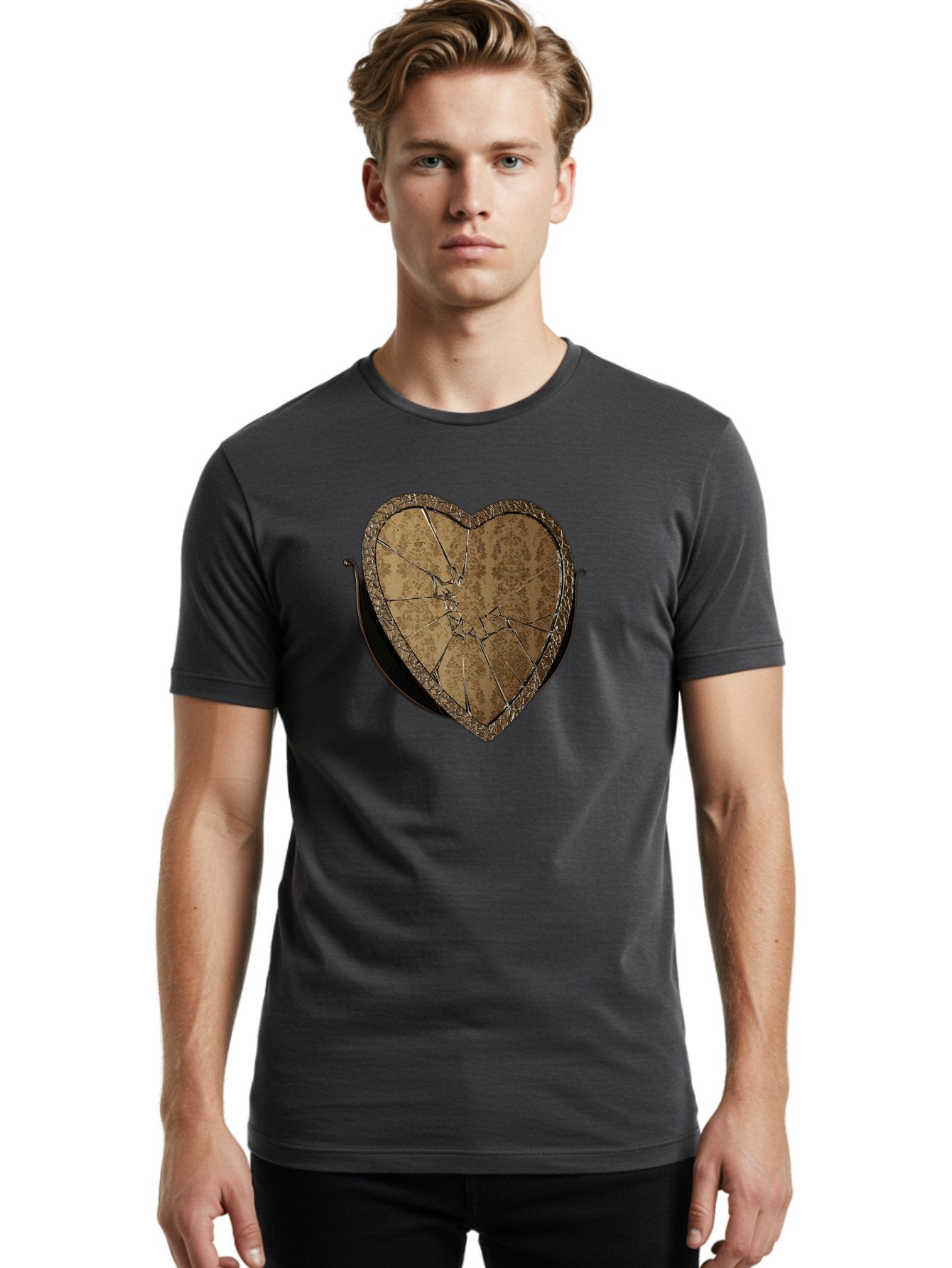 Broken-Heart-2 Men'S Graphic Tee, 100% Cotton, Comfortable Casual Summer Wear, Machine Washable, Vintage Camera, Old Camera, Antique Camera, Black Camera, Classic Photography, Photography Equipment, Nostalgic Device, Film Camera, Camera Art Bak125 30