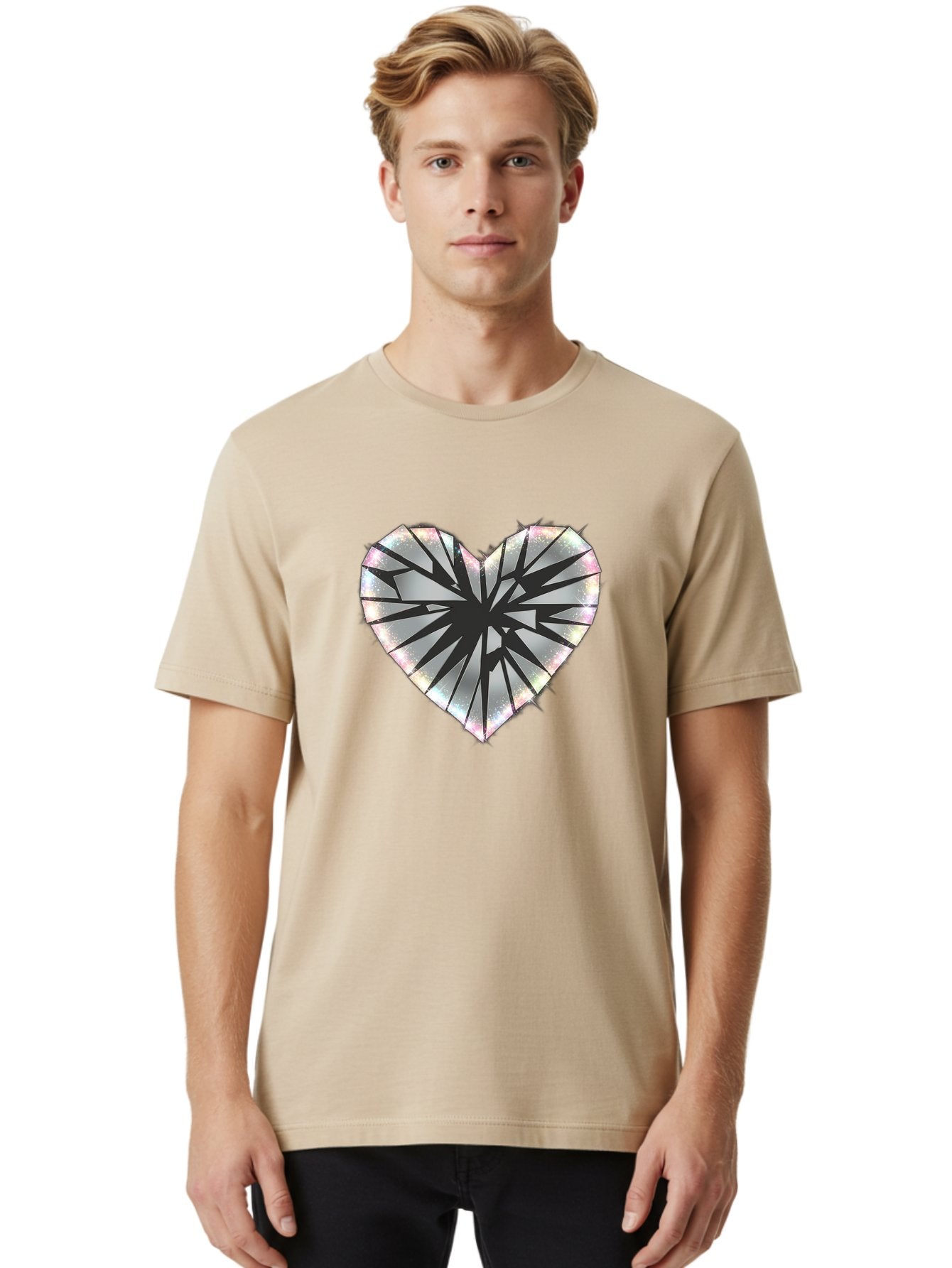 Broken-Holographic-Heart Men'S Graphic Tee, 100% Cotton, Comfortable Casual Summer Wear, Machine Washable, Vintage Camera, Old Camera, Antique Camera, Black Camera, Classic Photography, Photography Equipment, Nostalgic Device, Film Camera, Bak128 17
