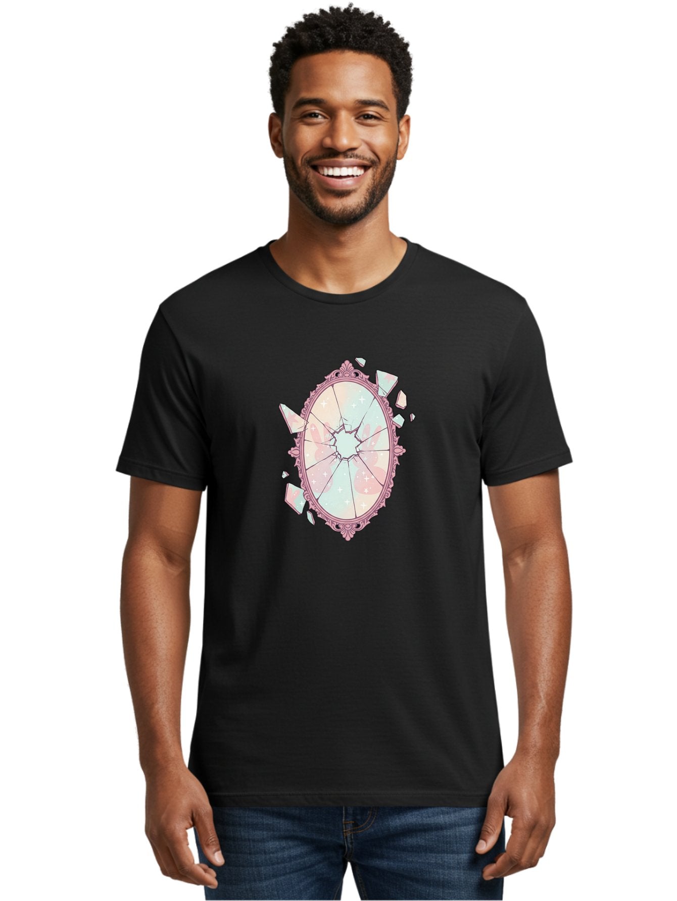 Broken-Mirror-2 Men'S Graphic Tee, 100% Cotton, Comfortable Casual Summer Wear, Machine Washable, Vintage Camera, Old Camera, Antique Camera, Black Camera, Classic Photography, Photography Equipment, Nostalgic Device, Film Camera, Camera Art Bak130 24