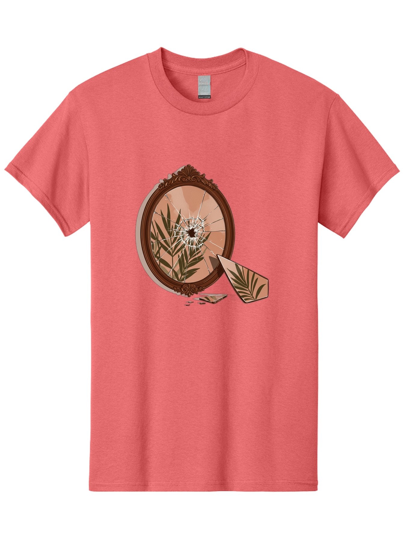 Broken-Mirror-With-Cannabis-Leaf Men'S Graphic Tee, 100% Cotton, Comfortable Casual Summer Wear, Machine Washable, Vintage Camera, Old Camera, Antique Camera, Black Camera, Classic Photography, Photography Equipment, Nostalgic Device, Bak135